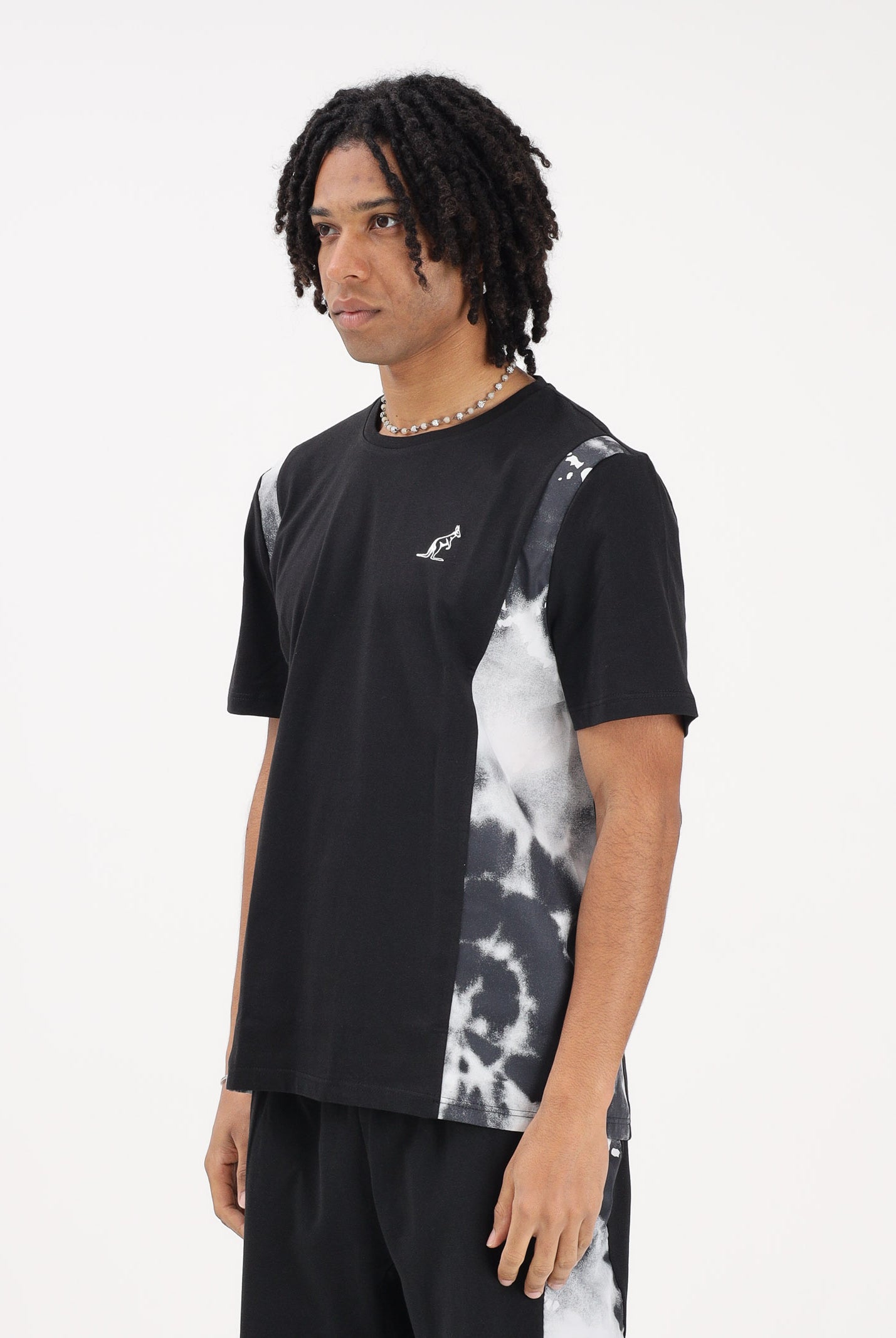 AUSTRALIAN T-shirt a manica corta nera da uomo con inserti laterali con stampa effetto tie-dye SPUTS0021836 003 AUSTRALIAN