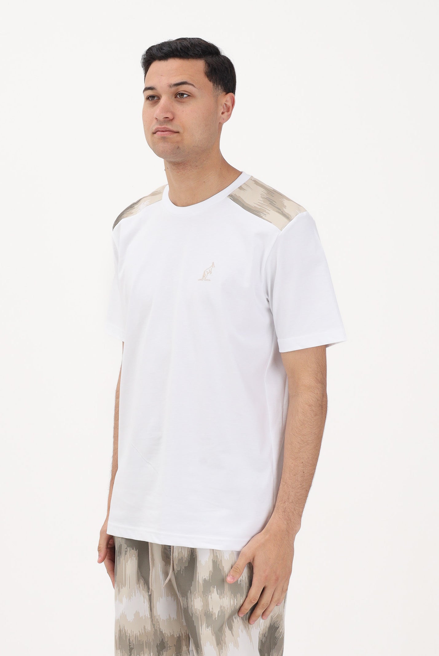AUSTRALIAN T-shirt a manica corta bianca da uomo arricchita da inserti fantasia sulle spalle SWUTS0078 002 AUSTRALIAN