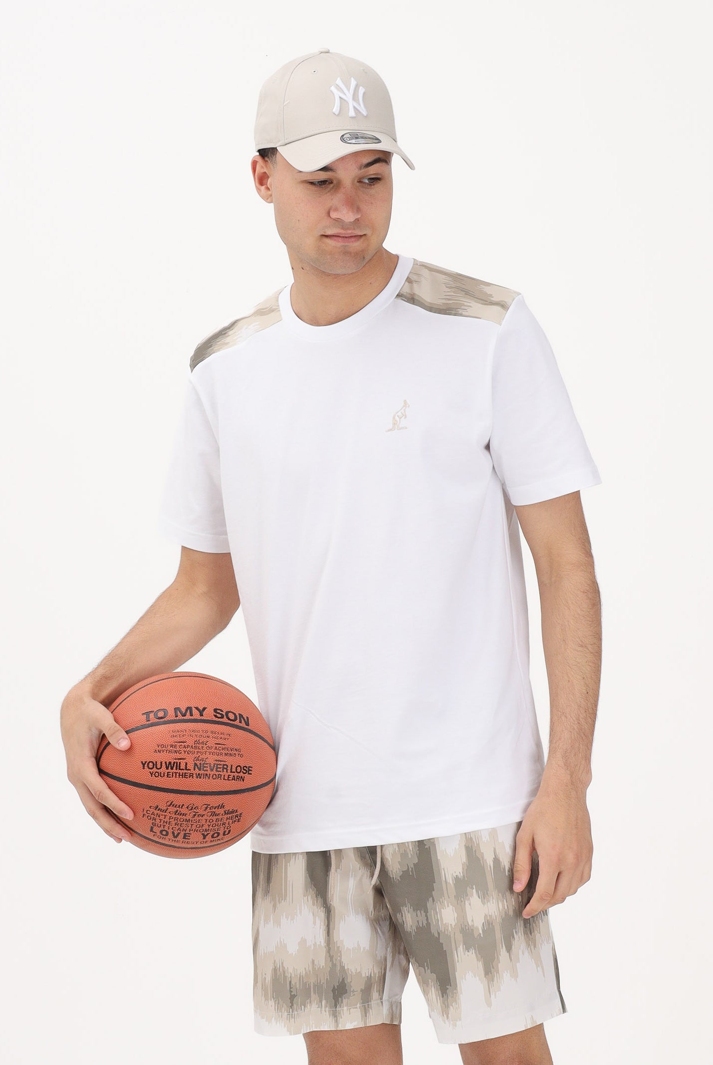 AUSTRALIAN T-shirt a manica corta bianca da uomo arricchita da inserti fantasia sulle spalle SWUTS0078 002 AUSTRALIAN