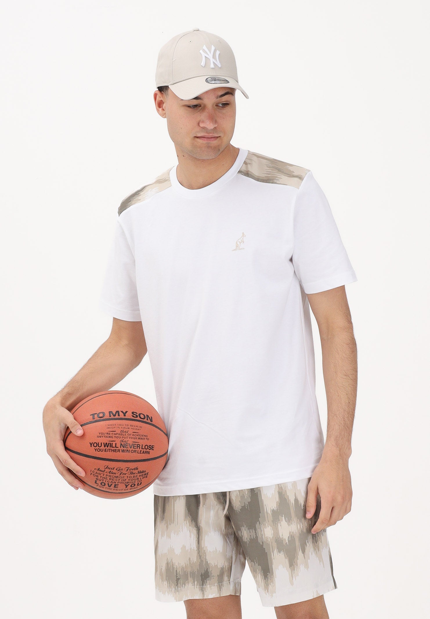 AUSTRALIAN T-shirt a manica corta bianca da uomo arricchita da inserti fantasia sulle spalle SWUTS0078 002 AUSTRALIAN