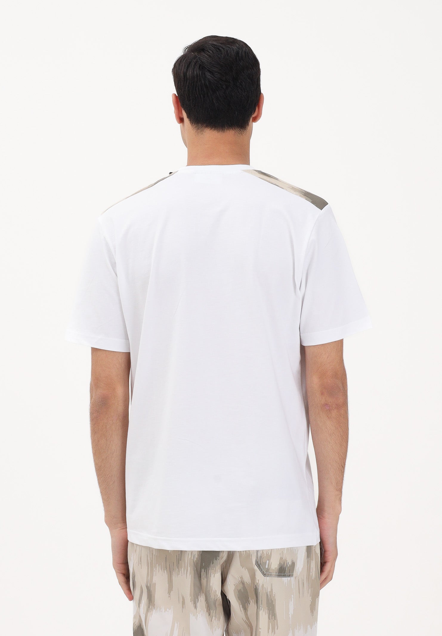 AUSTRALIAN T-shirt a manica corta bianca da uomo arricchita da inserti fantasia sulle spalle SWUTS0078 002 AUSTRALIAN