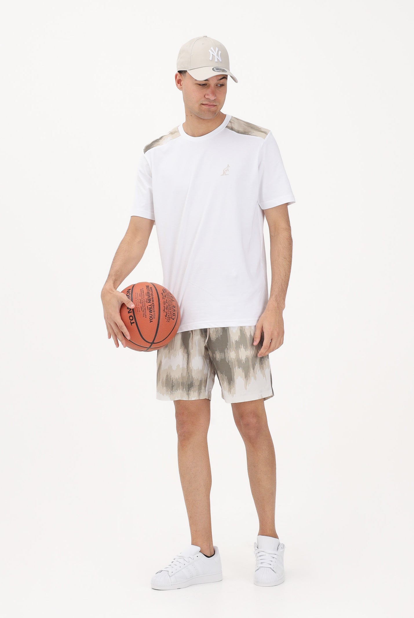 AUSTRALIAN T-shirt a manica corta bianca da uomo arricchita da inserti fantasia sulle spalle SWUTS0078 002 AUSTRALIAN