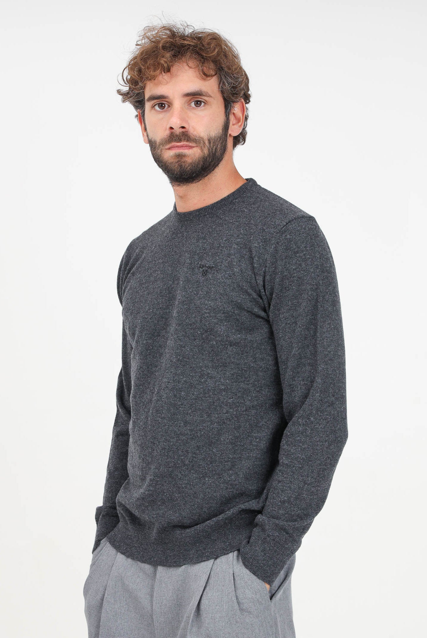 BARBOUR Maglioncino girocollo Essential grigio da uomo 242-MKN0345MKN CH51 BARBOUR