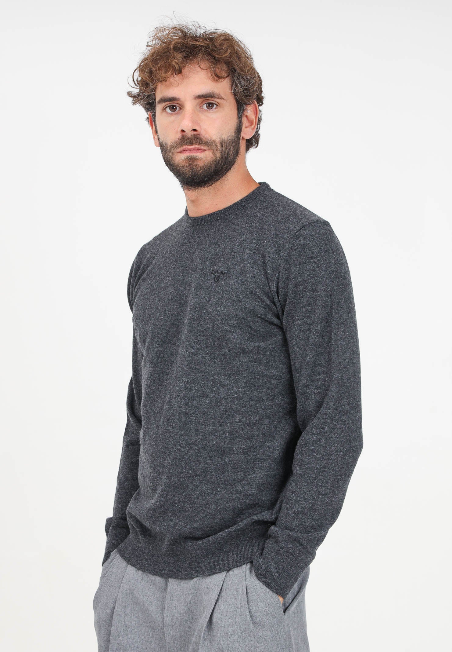 BARBOUR Maglioncino girocollo Essential grigio da uomo 242-MKN0345MKN CH51 BARBOUR