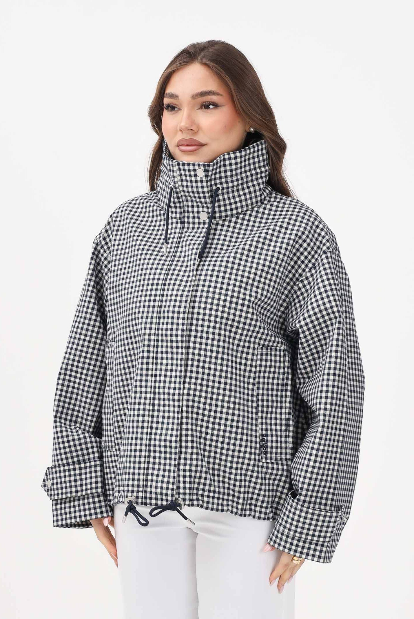 BARBOUR Piumino Bronwyn a quadretti bianco e blu da donna 261-LSP0320 NY71 BARBOUR
