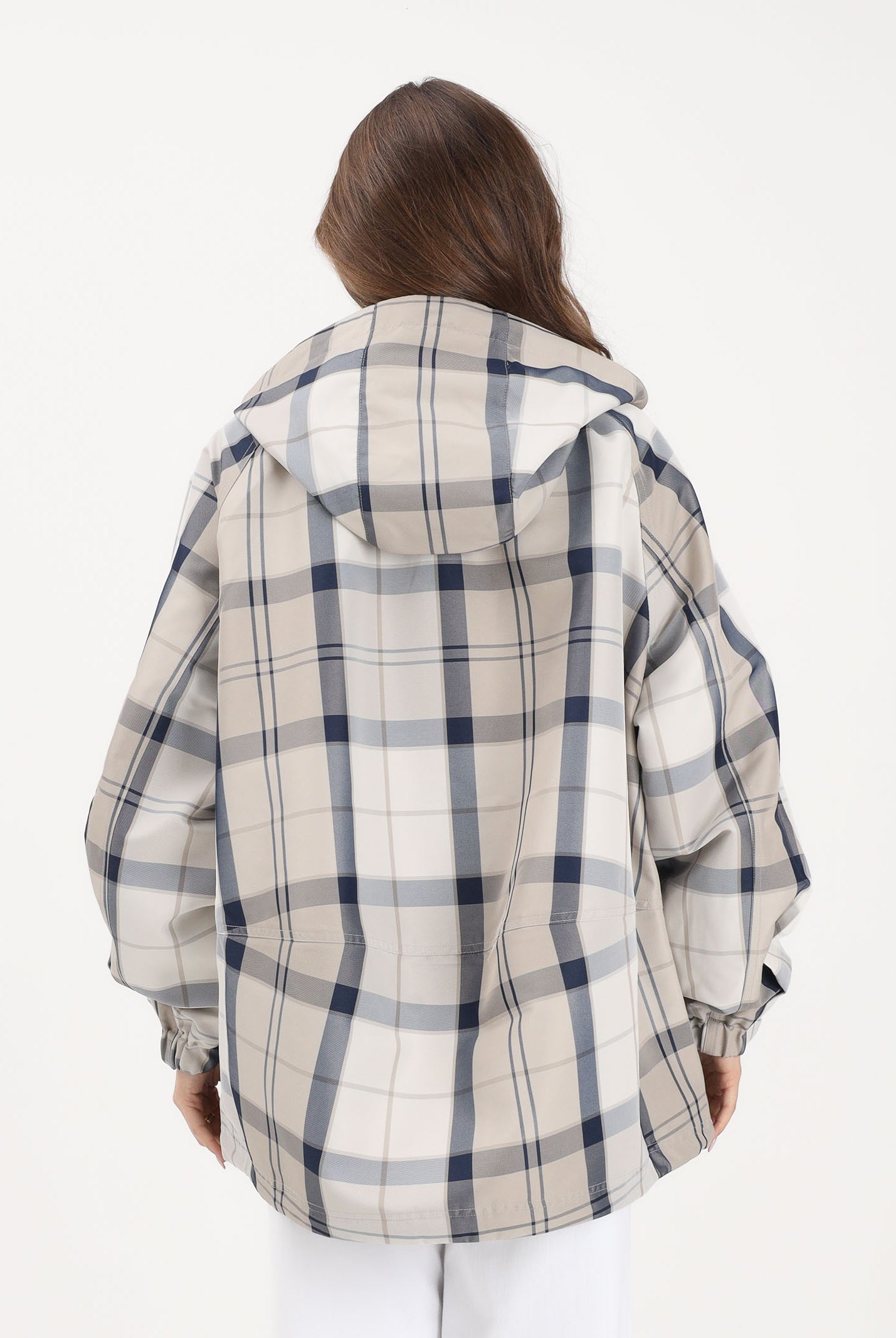 BARBOUR Giacca antipioggia Ballina con motivo a quadri blu e beige da donna 261-LSP0324 NY51 BARBOUR