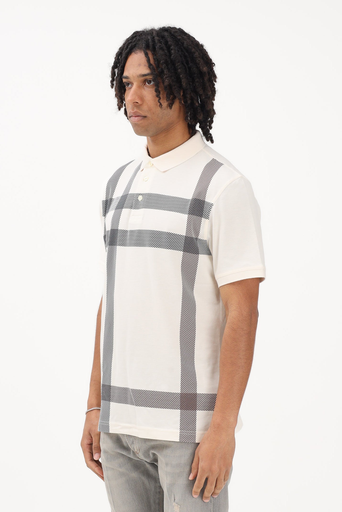 BARBOUR Polo a manica corta Blaine Oversized Tartan panna da uomo 261-MML1117 WH32 BARBOUR