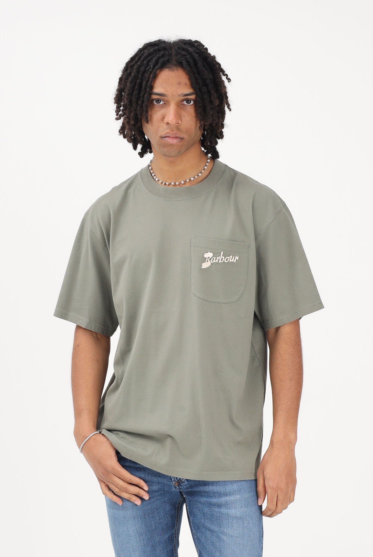 BARBOUR T-shirt a manica corta Links verde militare da uomo 261-MTS1556 GN68 BARBOUR