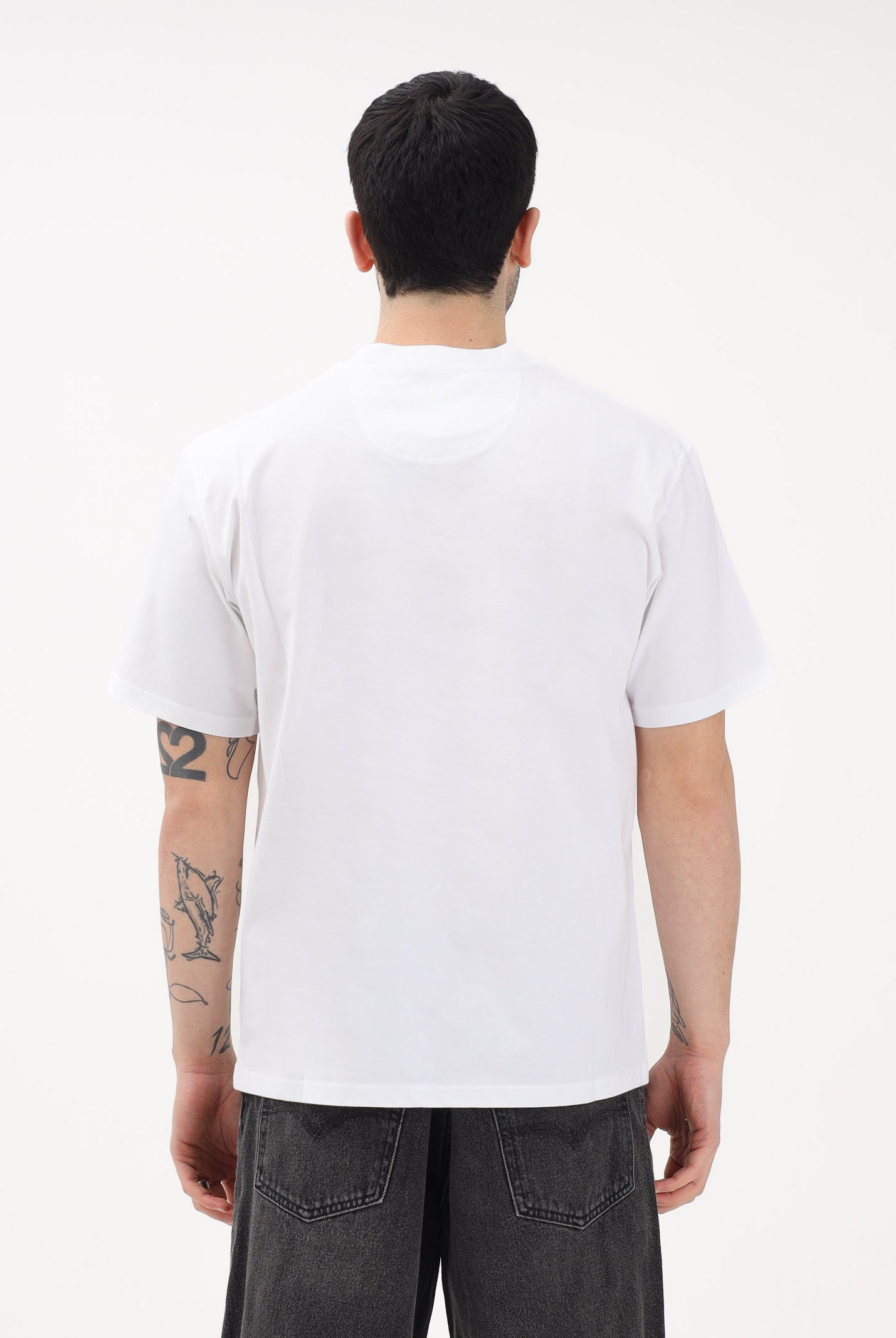 BARBOUR T-shirt a manica corta bianca da uomo con stampa 261-MTS1573 WH11 BARBOUR