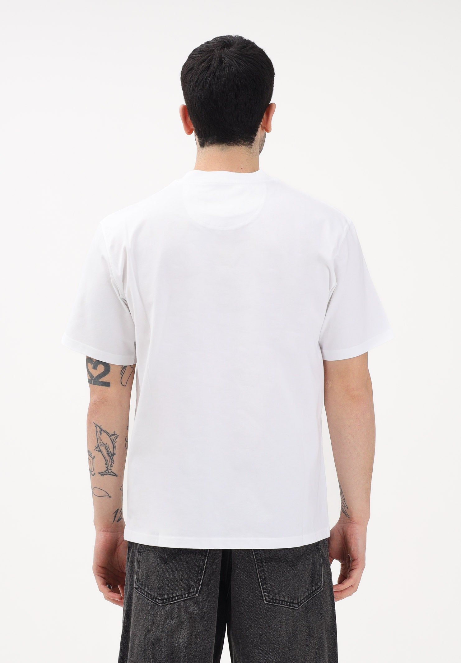 BARBOUR T-shirt a manica corta bianca da uomo con stampa 261-MTS1573 WH11 BARBOUR