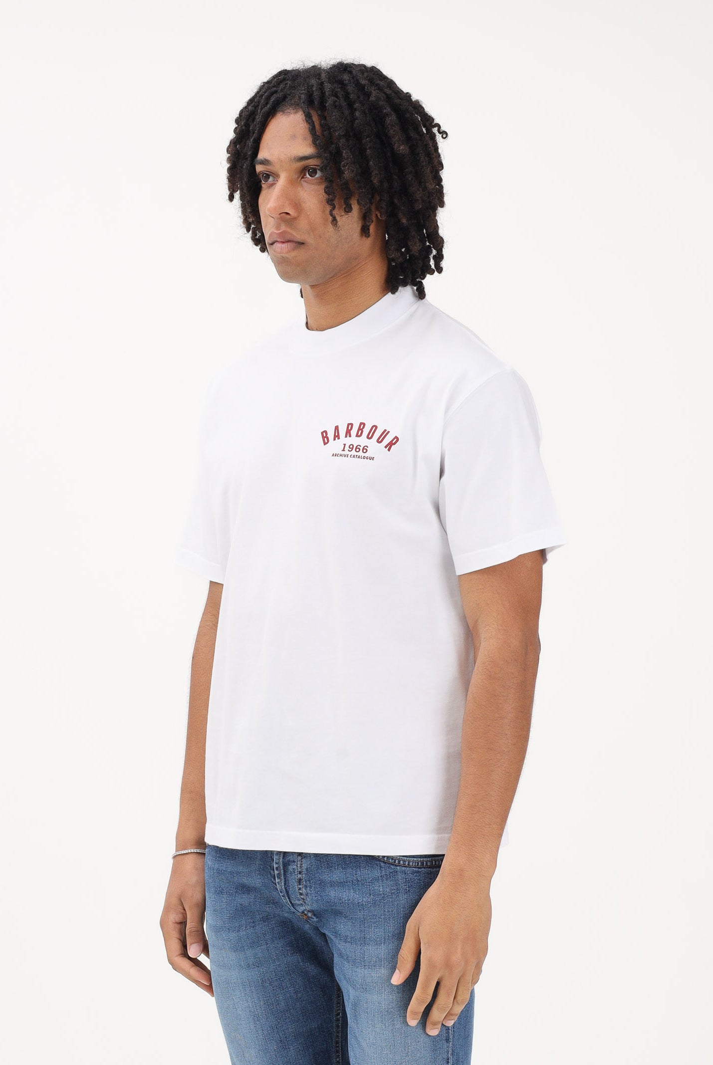 BAROBUR T-shirt a manica corta bianca da uomo con stampa sul retro 261-MTS1576 WH11 BARBOUR