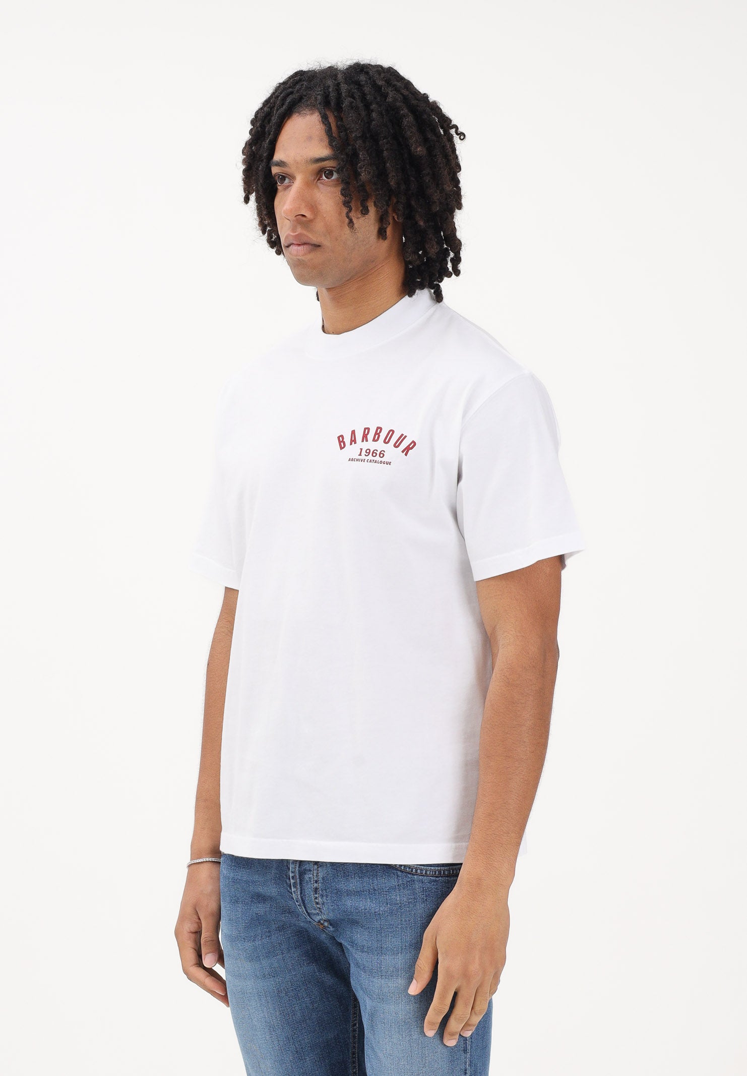BAROBUR T-shirt a manica corta bianca da uomo con stampa sul retro 261-MTS1576 WH11 BARBOUR