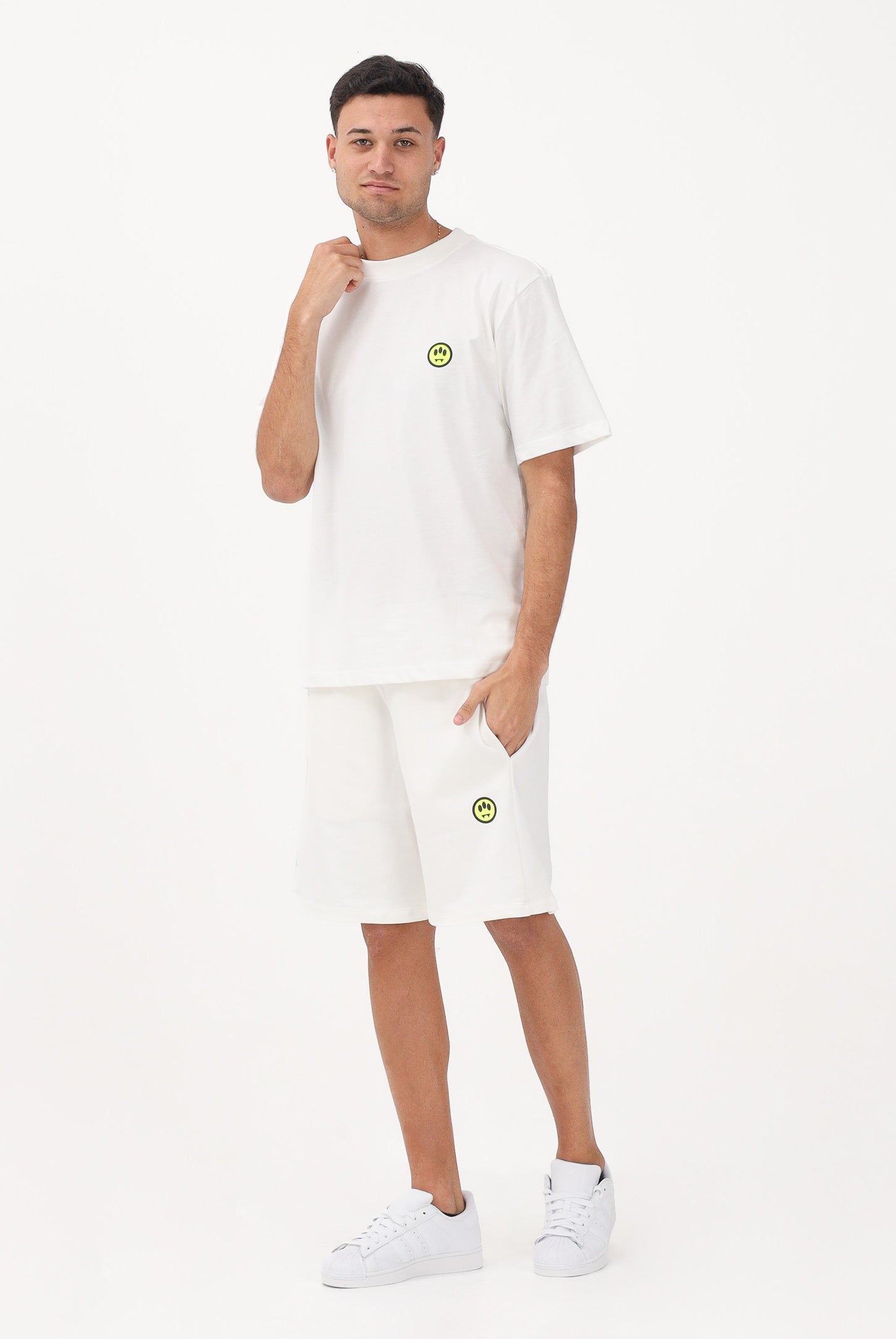 BARROW Shorts sportivo bianco per uomo e donna con stampa logo S6BWUABE004 412 BARROW