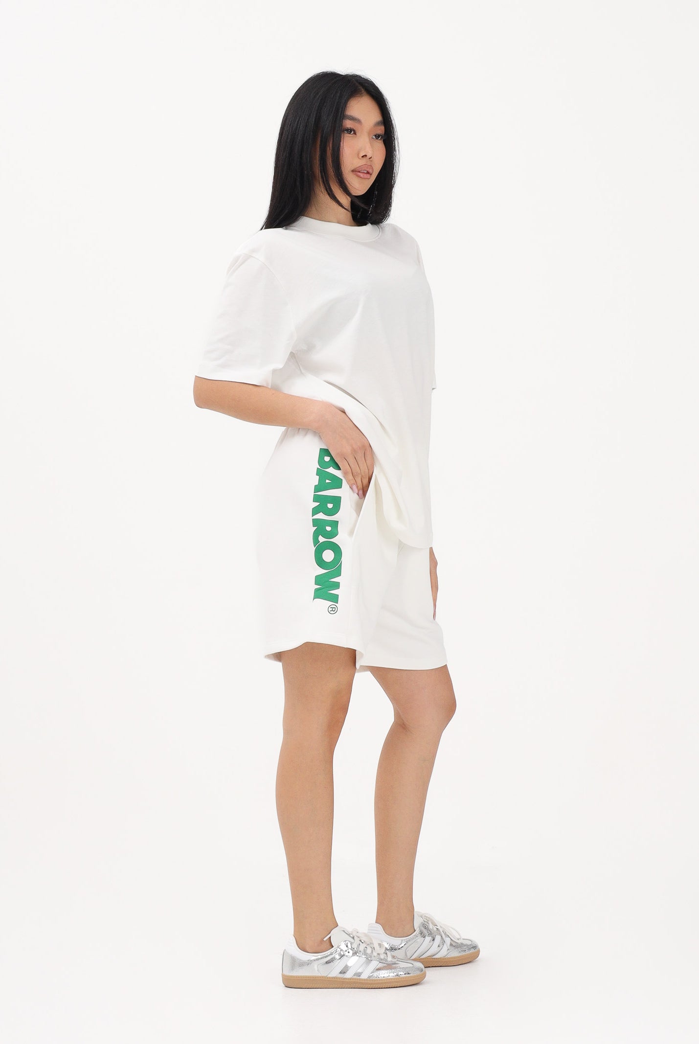 BARROW Shorts sportivo bianco per uomo e donna con stampa logo S6BWUABE004 412 BARROW