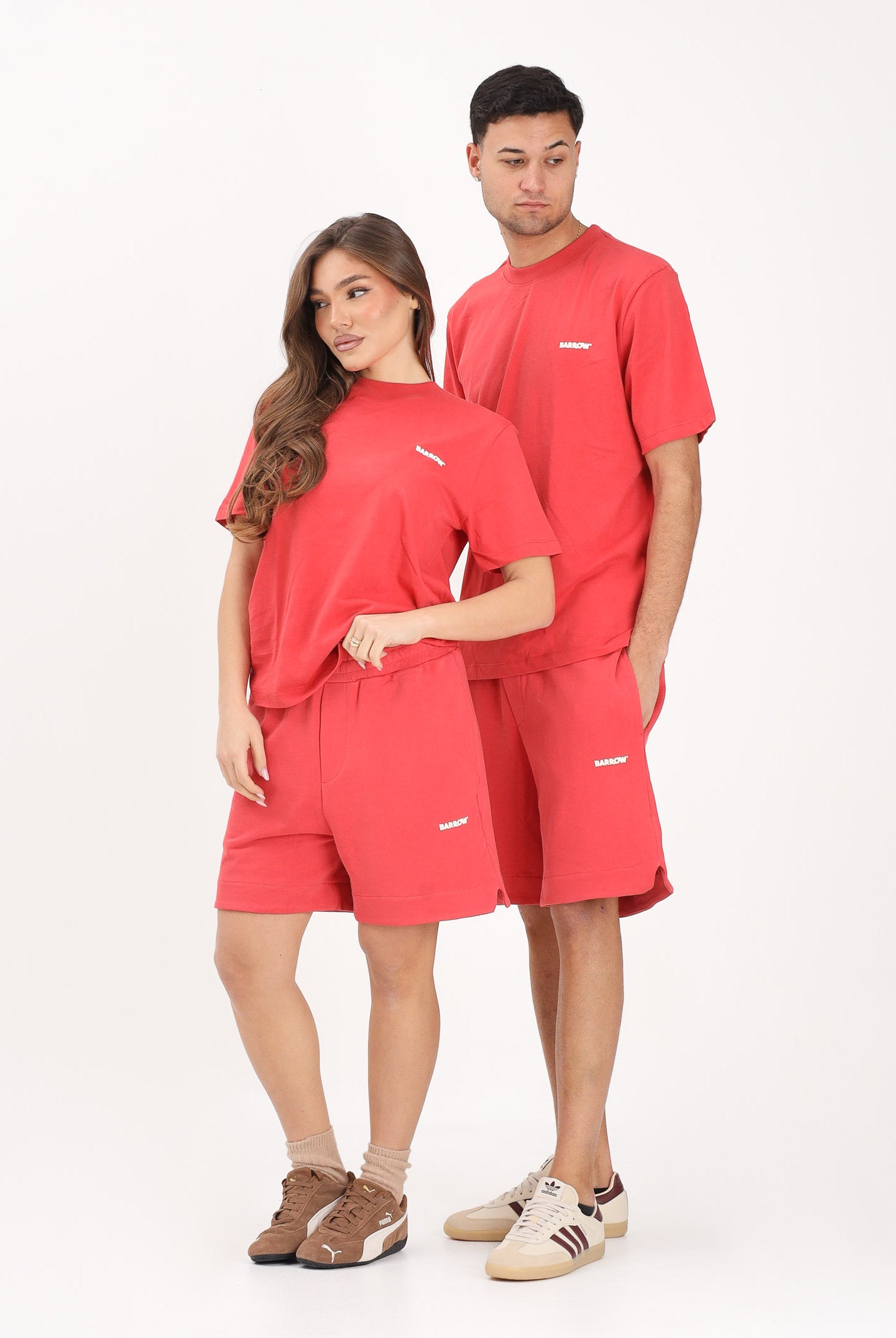 BARROW Shorts sportivo rosso corallo per uomo e donna con logo S6BWUABE009 040 BARROW