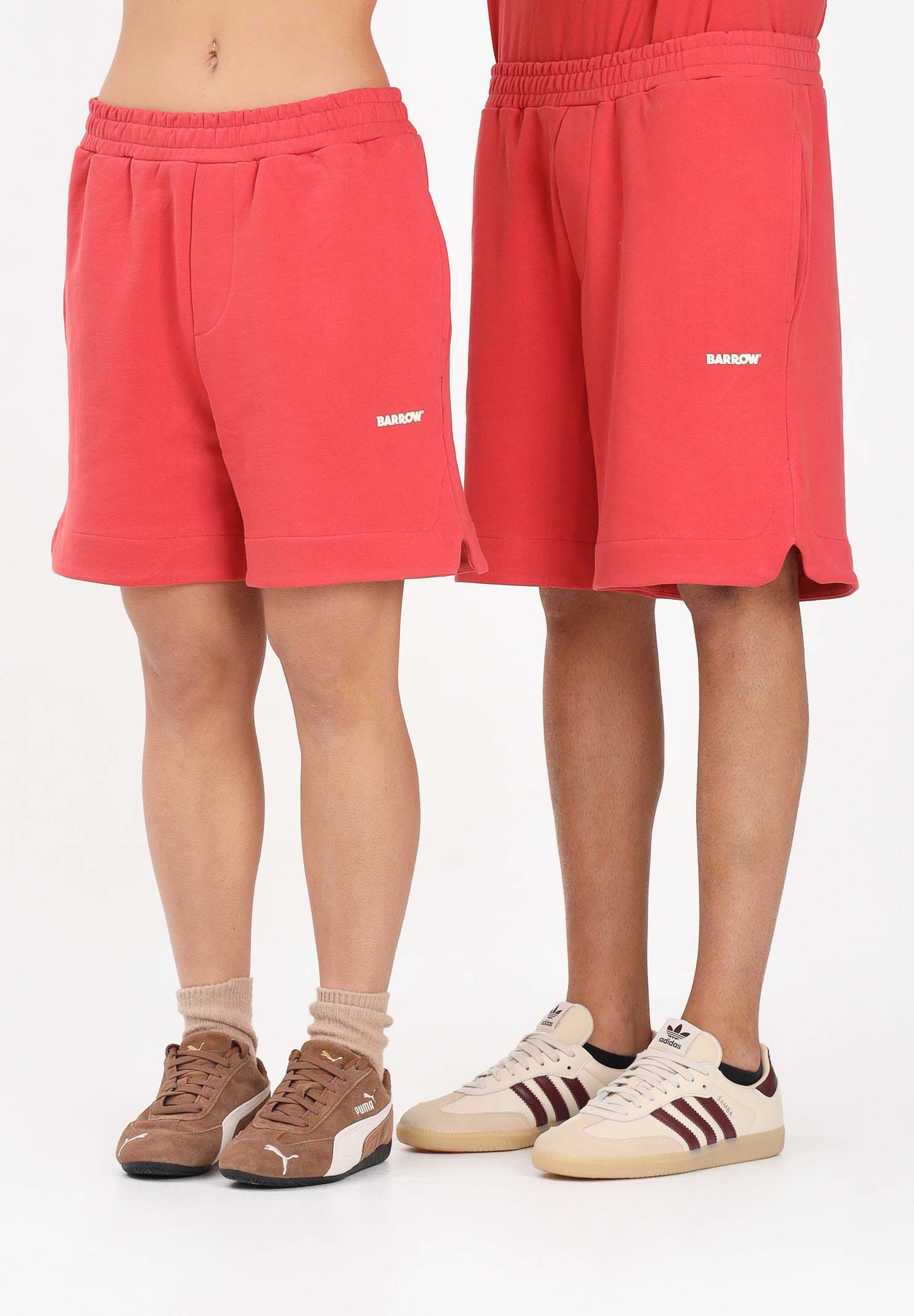 BARROW Shorts sportivo rosso corallo per uomo e donna con logo S6BWUABE009 040 BARROW