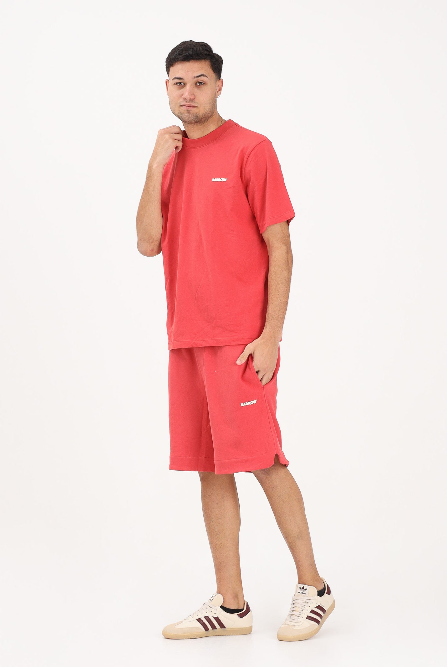 BARROW Shorts sportivo rosso corallo per uomo e donna con logo S6BWUABE009 040 BARROW