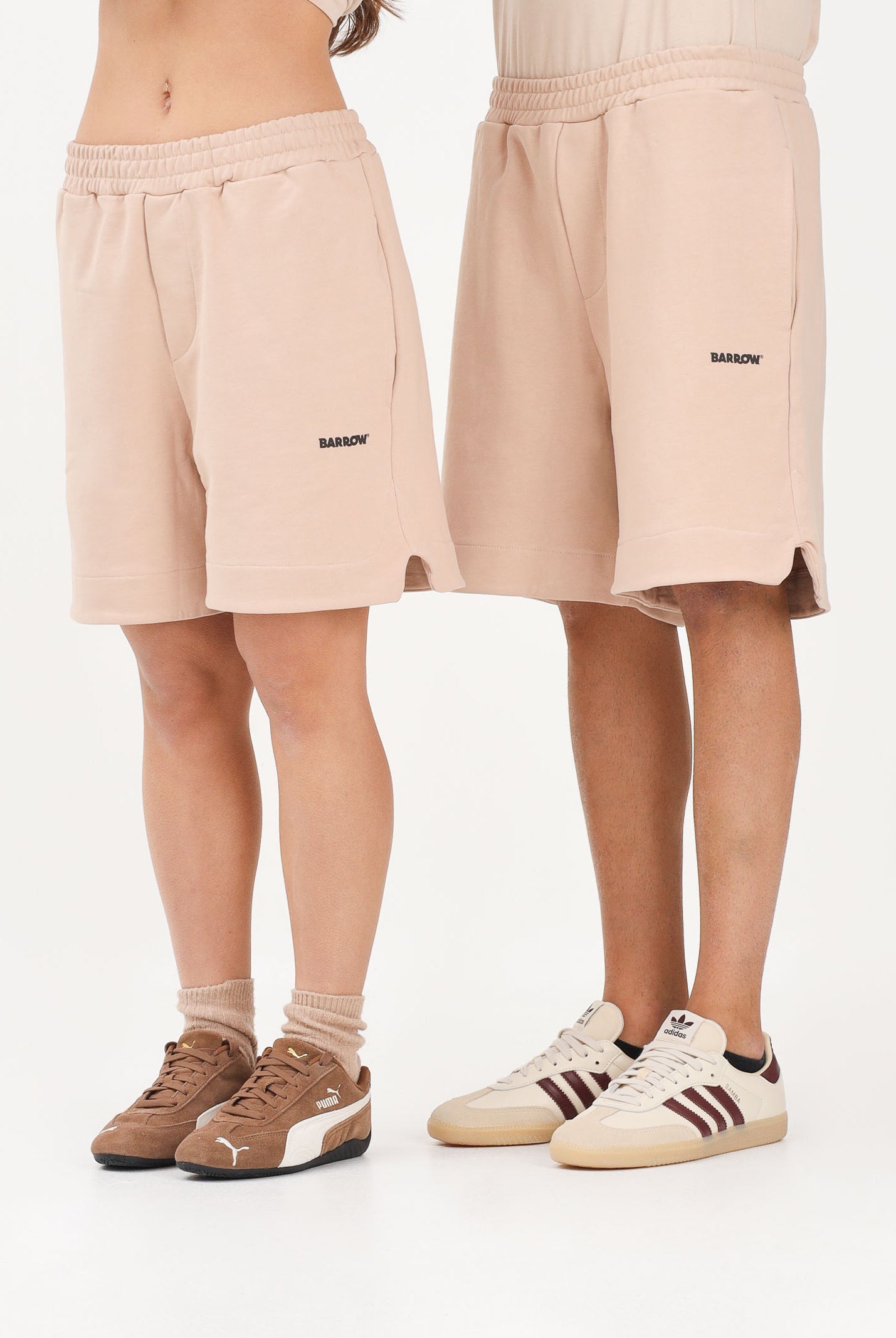 BARROW Shorts sportivo sabbia per uomo e donna con logo S6BWUABE009 092 BARROW