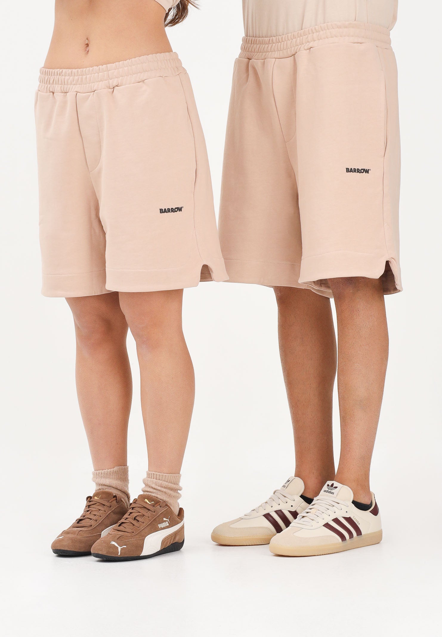 BARROW Shorts sportivo sabbia per uomo e donna con logo S6BWUABE009 092 BARROW