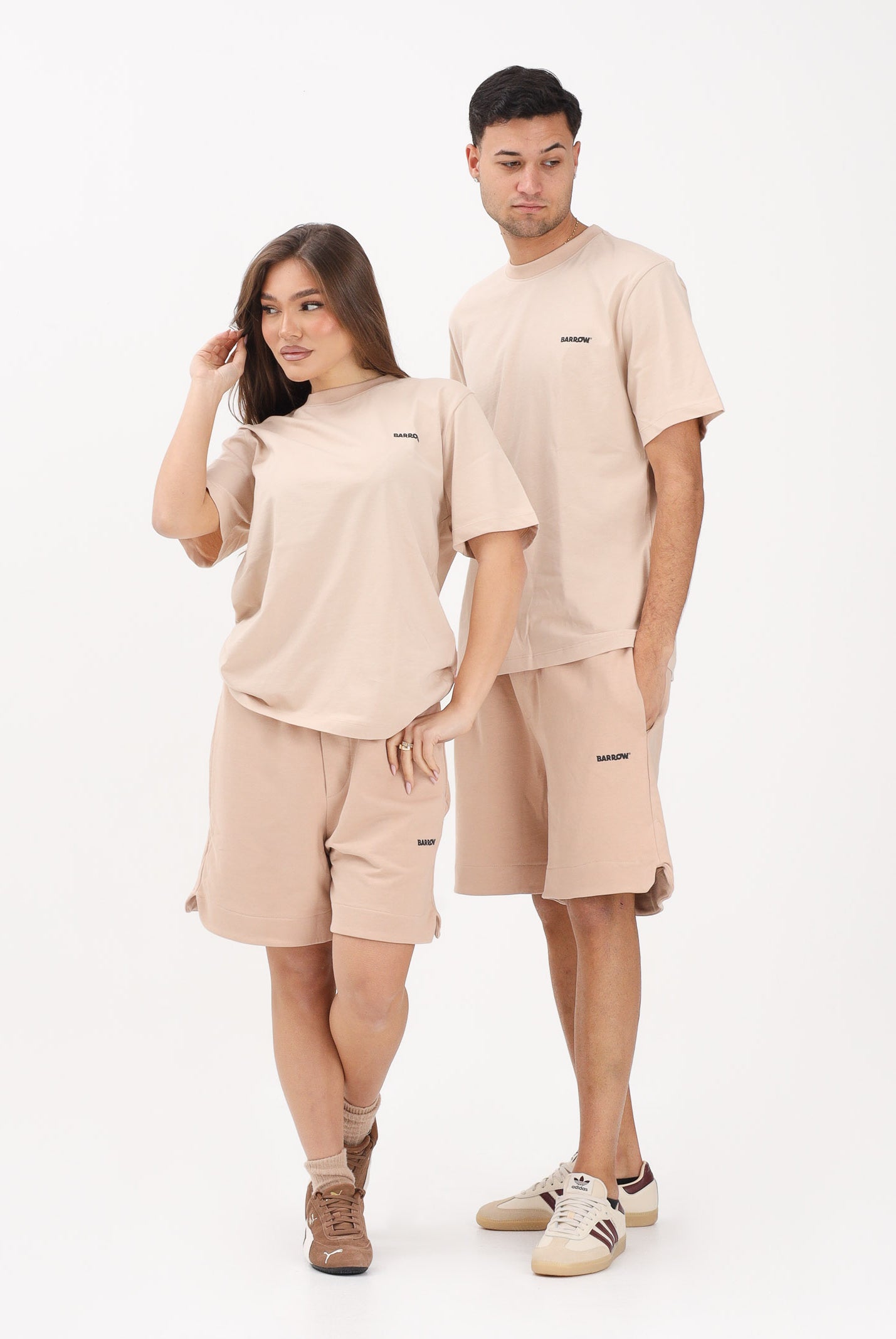 BARROW Shorts sportivo sabbia per uomo e donna con logo S6BWUABE009 092 BARROW
