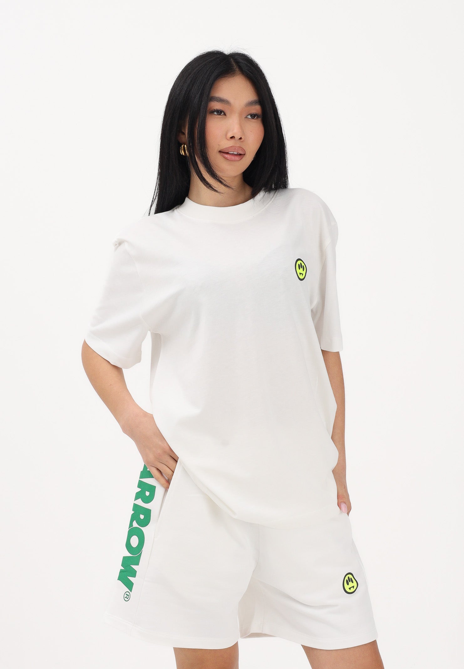BARROW T-shirt a manica corta bianca per uomo e donna con stampa logo S6BWUATH003 412 BARROW