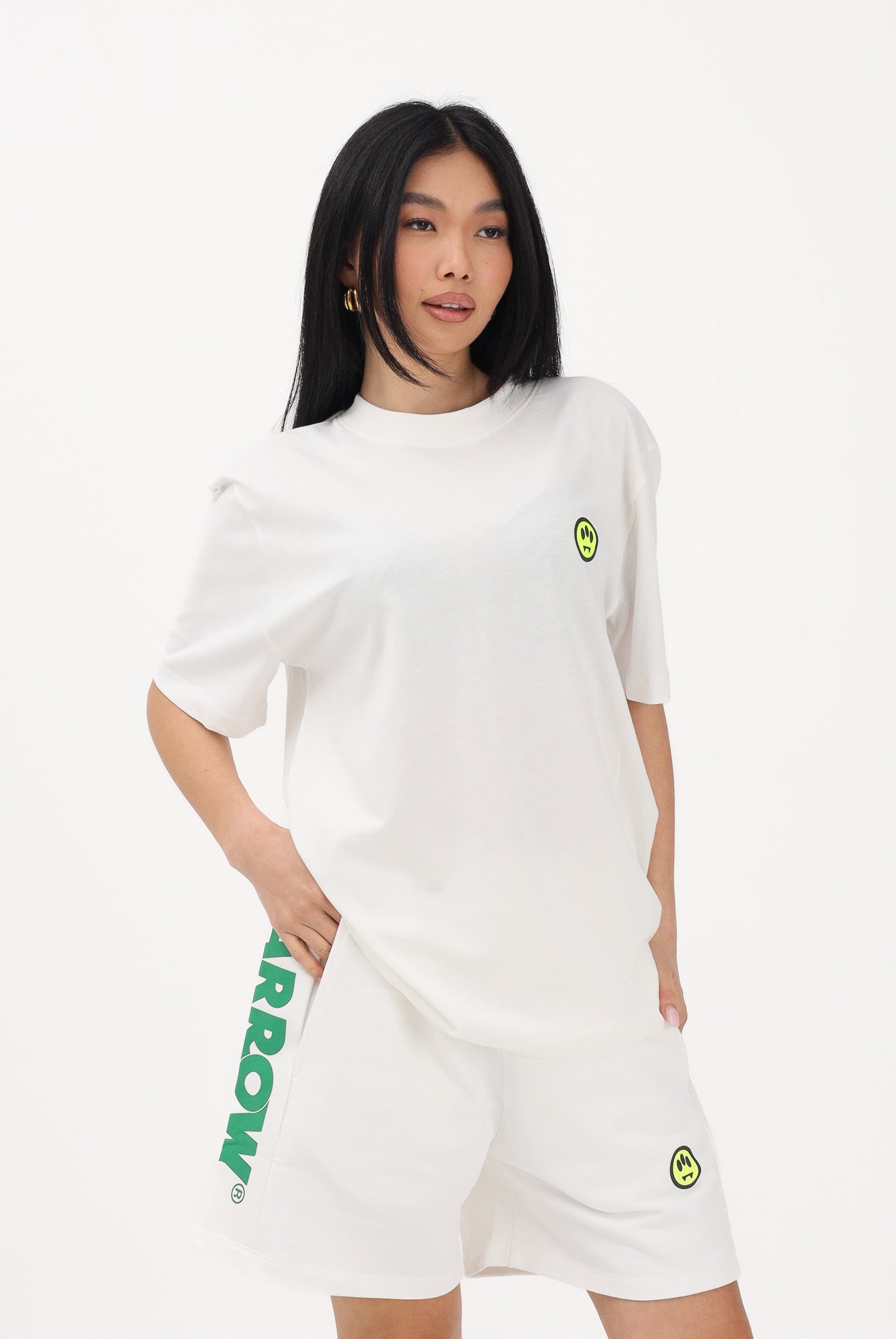 BARROW T-shirt a manica corta bianca per uomo e donna con stampa logo S6BWUATH003 412 BARROW