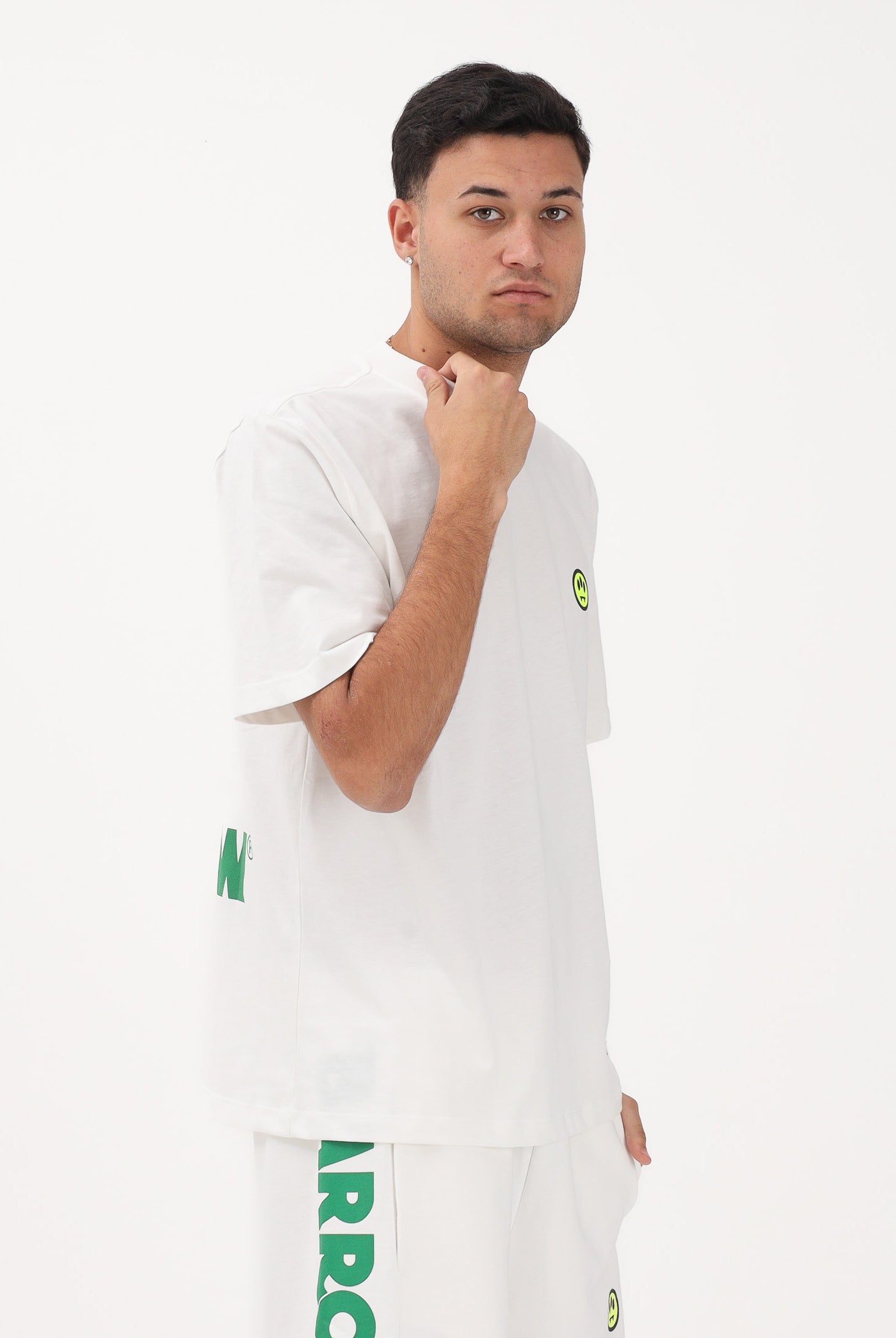 BARROW T-shirt a manica corta bianca per uomo e donna con stampa logo S6BWUATH003 412 BARROW
