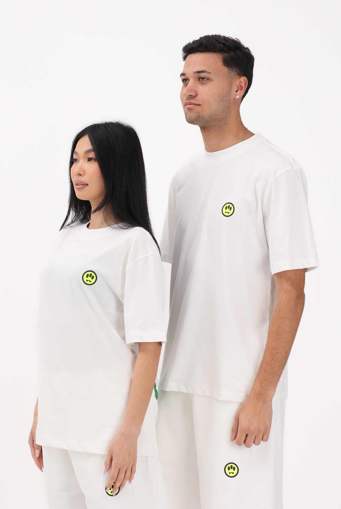 BARROW T-shirt a manica corta bianca per uomo e donna con stampa logo S6BWUATH003 412 BARROW