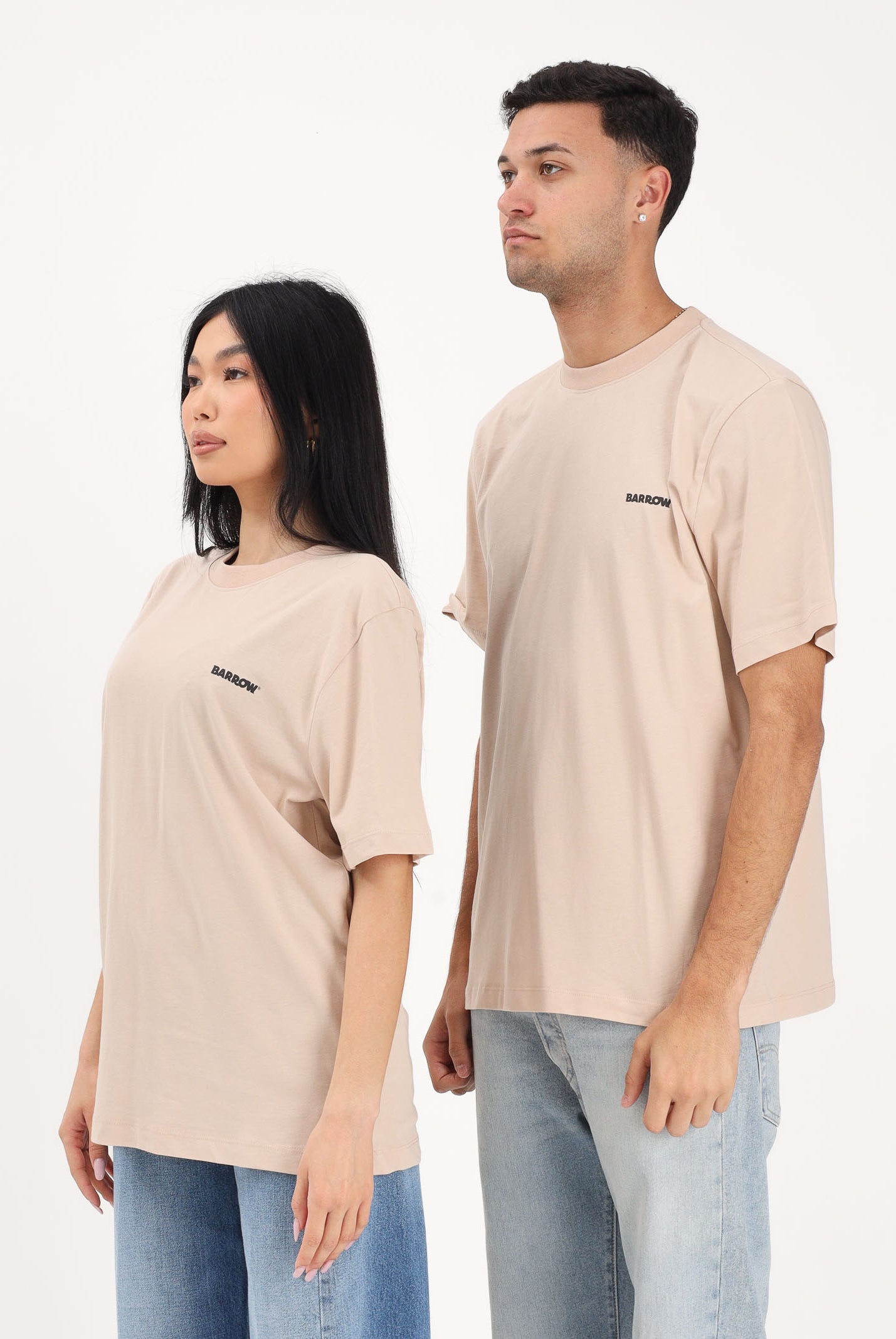 BARROW T-shirt a manica corta beige per uomo e donna con logo S6BWUATH010 092 BARROW