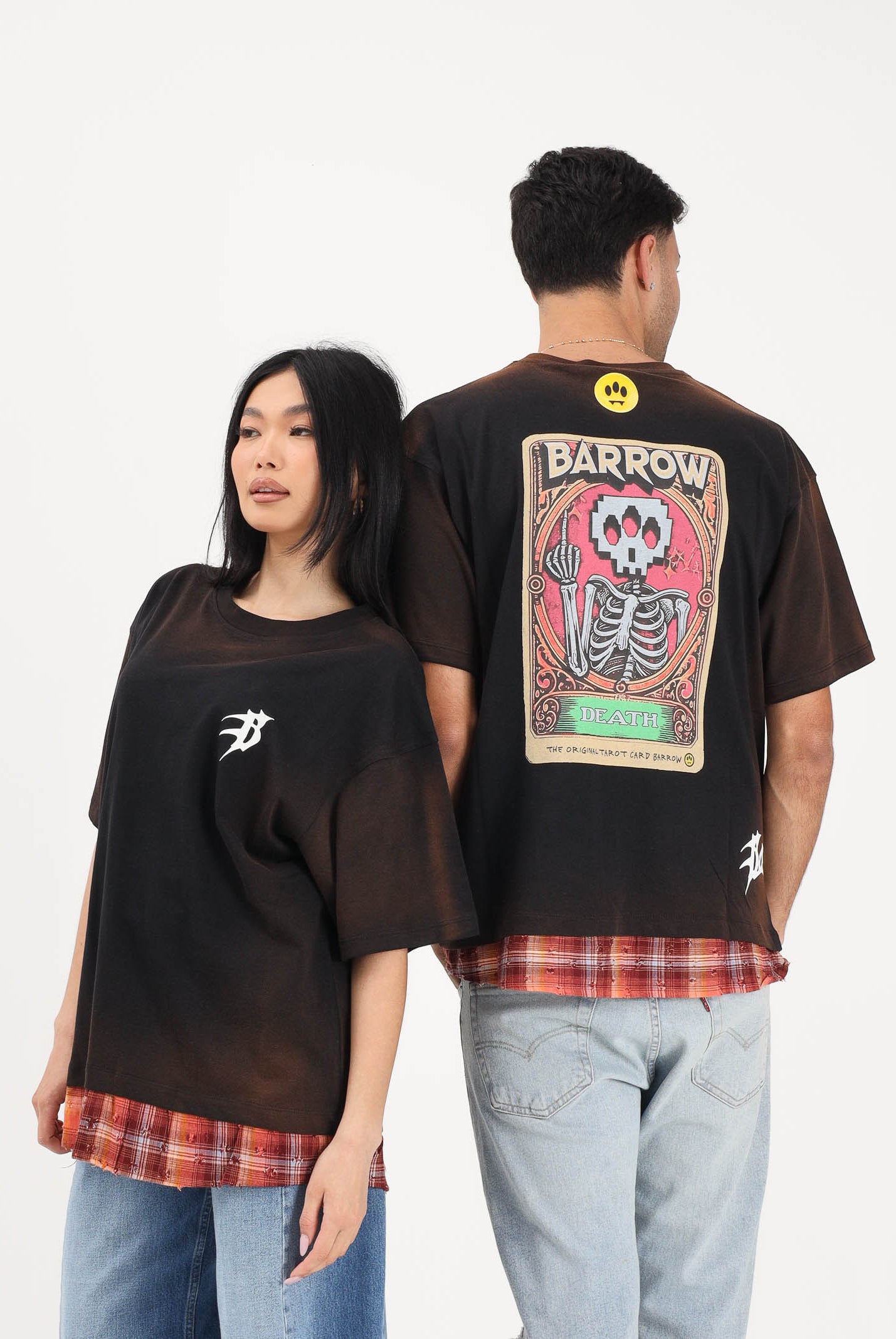 BARROW T-shirt a manica corta nera per uomo e donna con effetto sfumato S6BWUATH022 110 BARROW