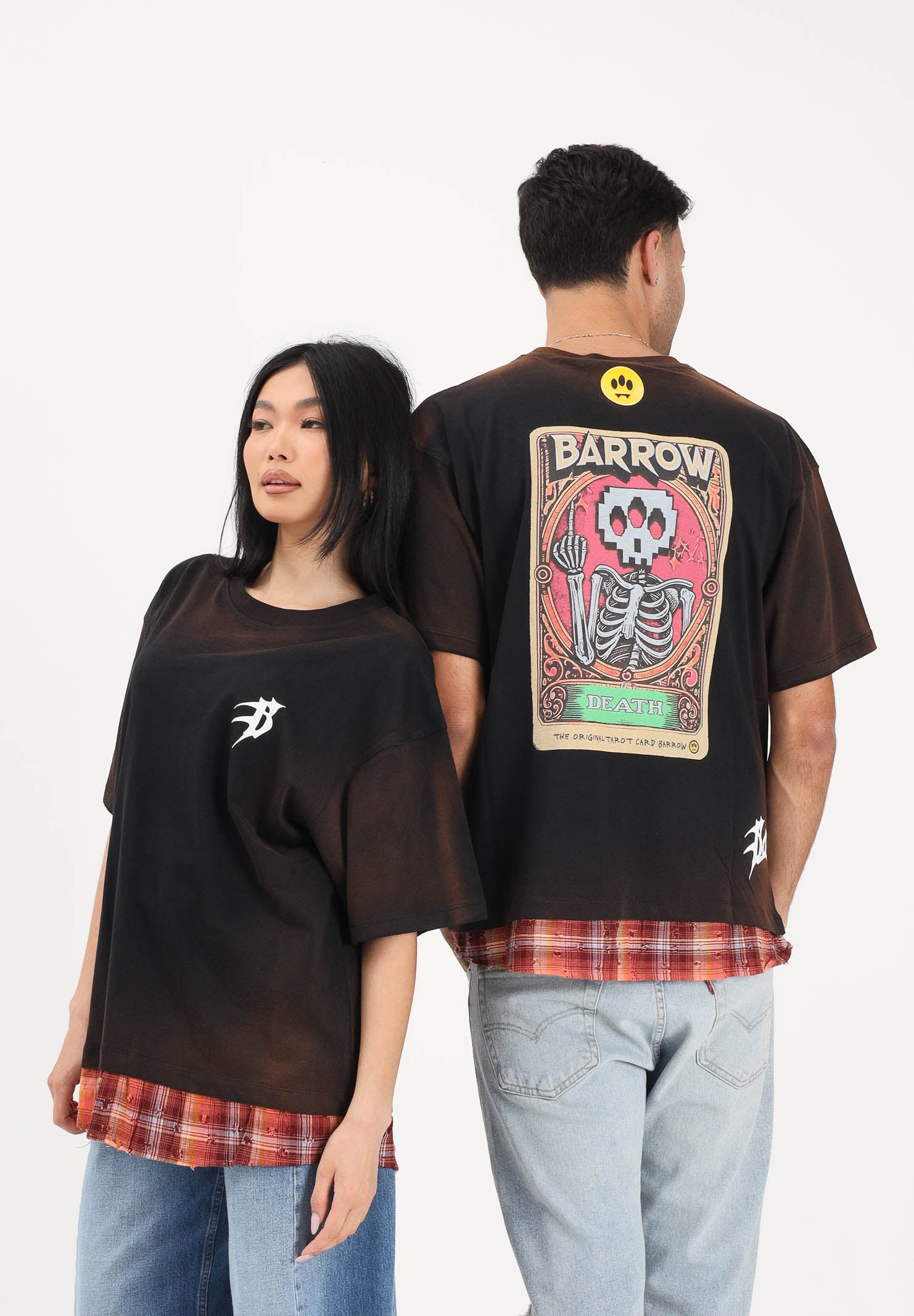 BARROW T-shirt a manica corta nera per uomo e donna con effetto sfumato S6BWUATH022 110 BARROW