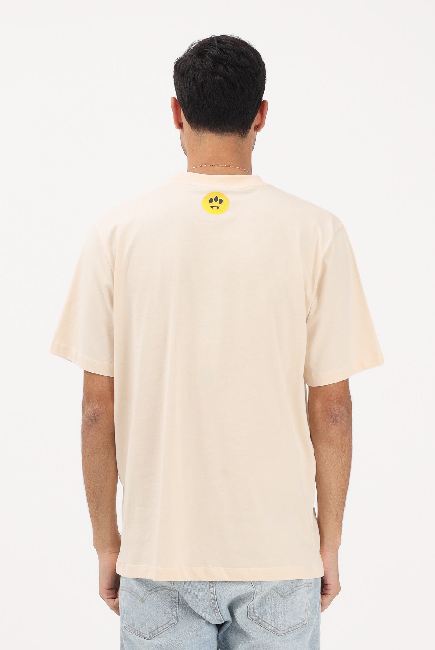BARROW T-shirt a manica corta crema per uomo e donna con girocollo logato S6BWUATH071 013 BARROW