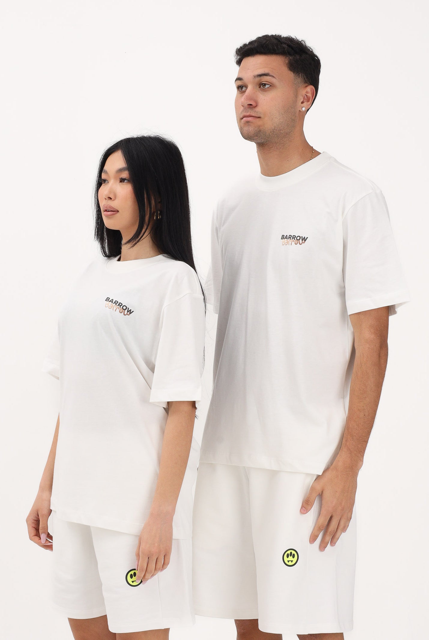 BARROW T-shirt a manica corta bianca per uomo e donna con maxi stampa teddy S6BWUATH076 412 BARROW