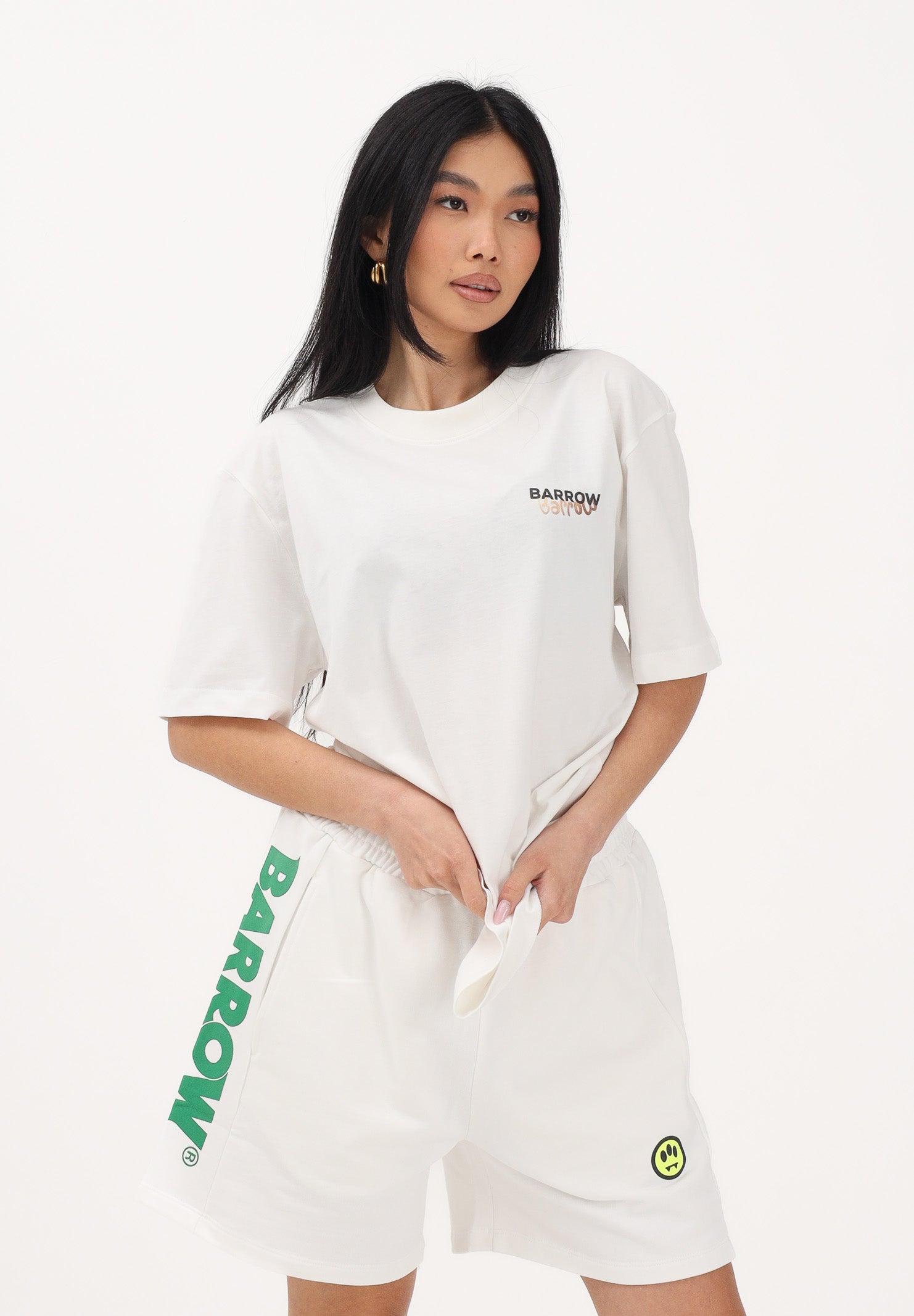 BARROW T-shirt a manica corta bianca per uomo e donna con maxi stampa teddy S6BWUATH076 412 BARROW