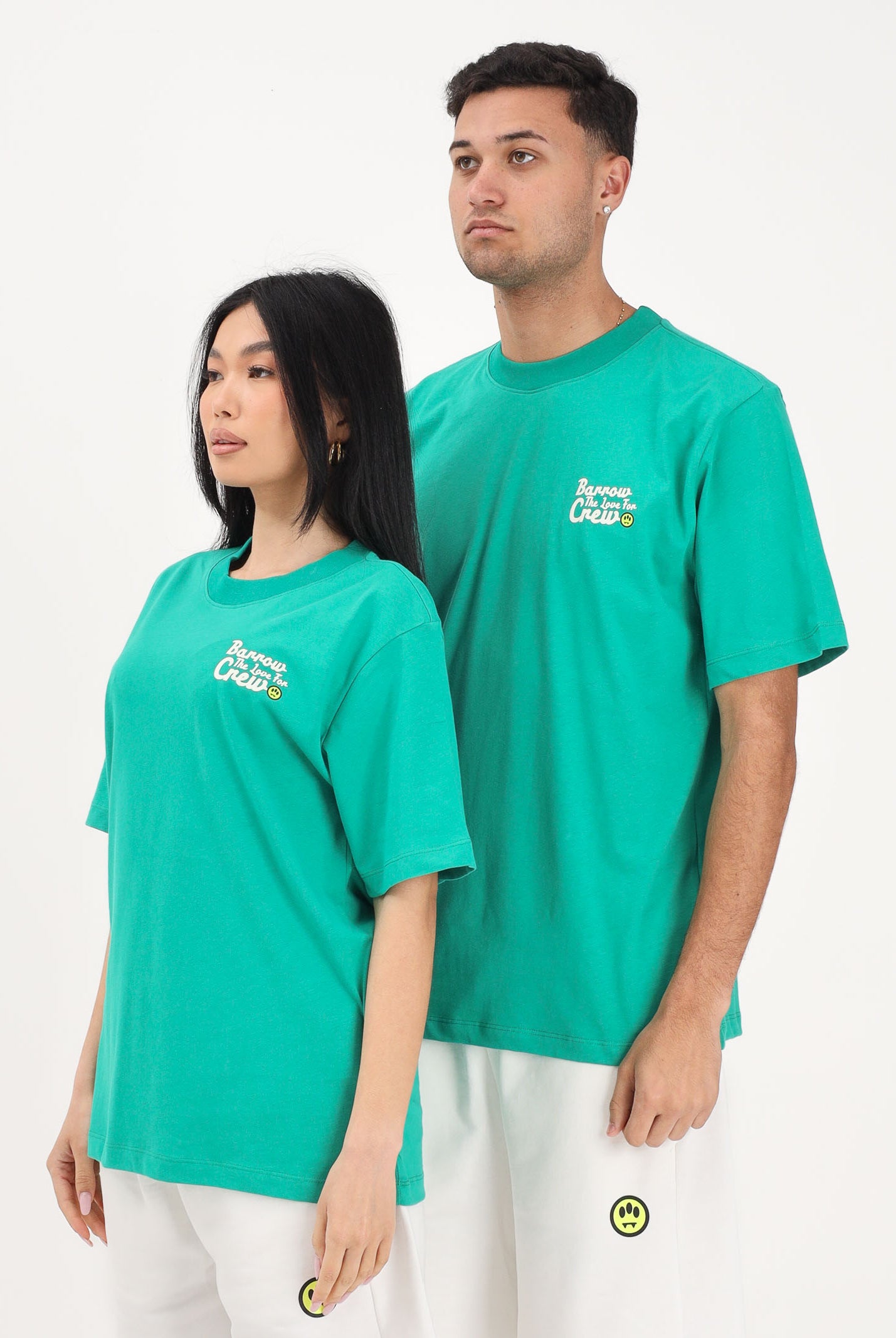 BARROW T-shirt a manica corta verde per uomo e donna con stampa sul retro S6BWUATH077 080 BARROW