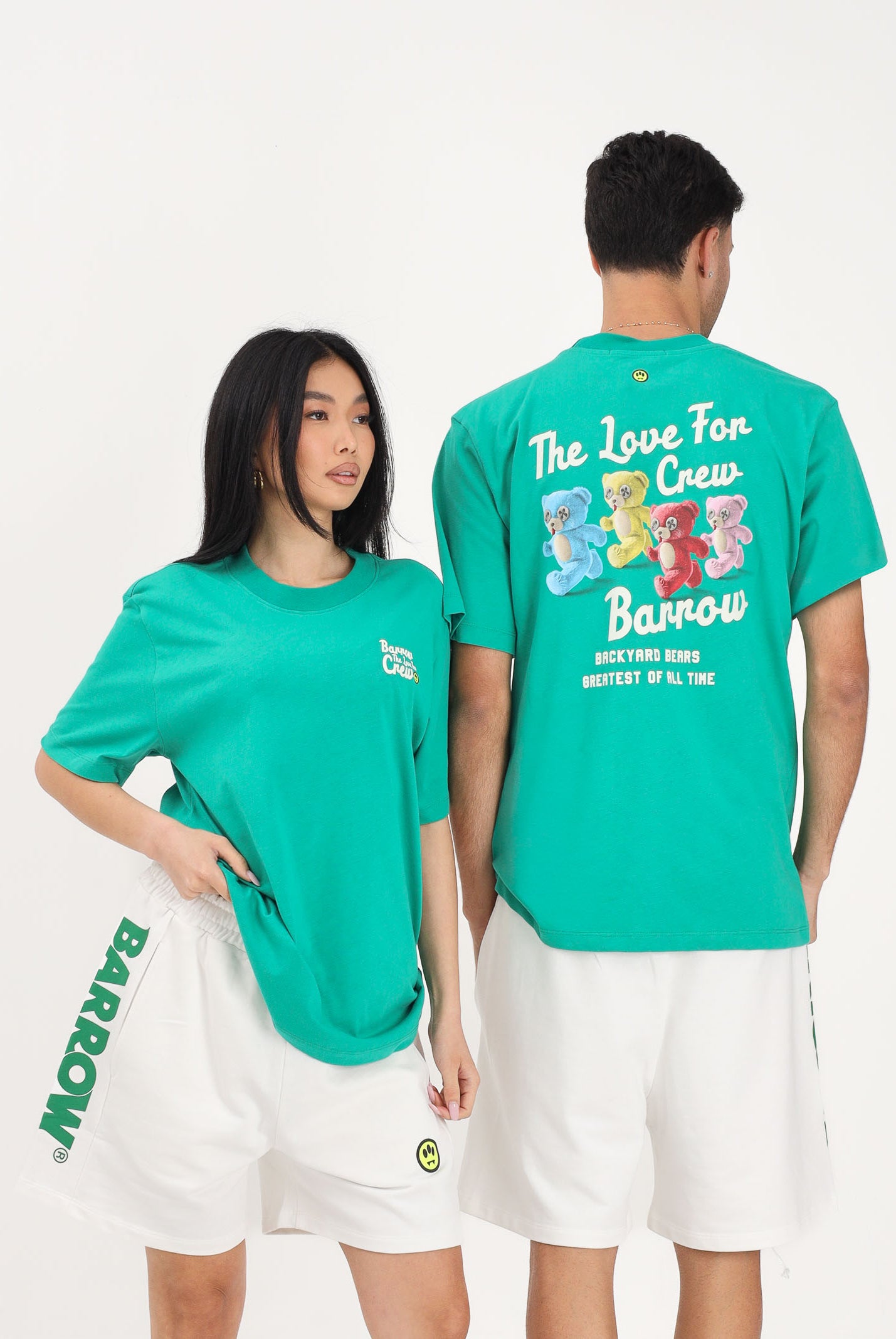 BARROW T-shirt a manica corta verde per uomo e donna con stampa sul retro S6BWUATH077 080 BARROW