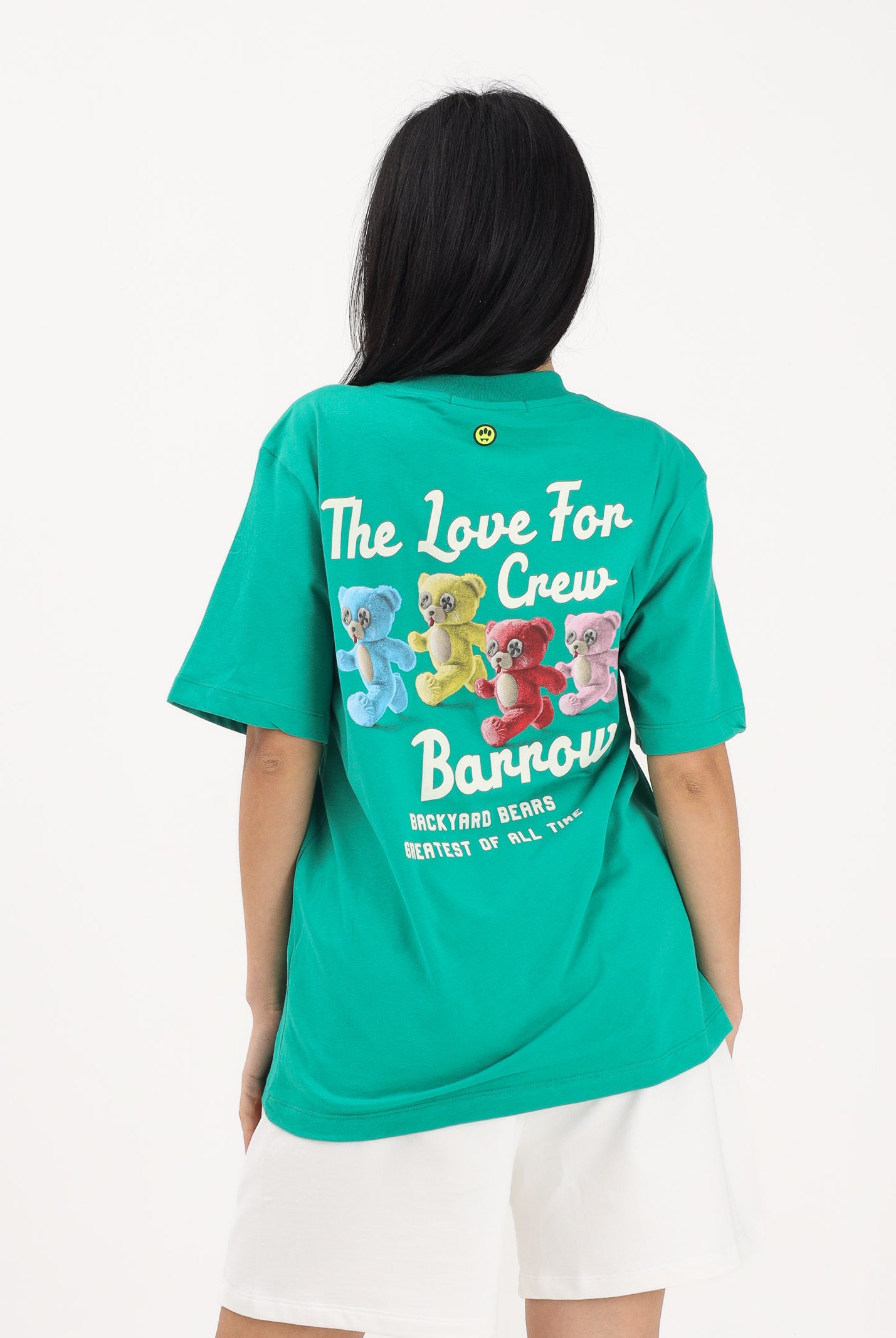 BARROW T-shirt a manica corta verde per uomo e donna con stampa sul retro S6BWUATH077 080 BARROW