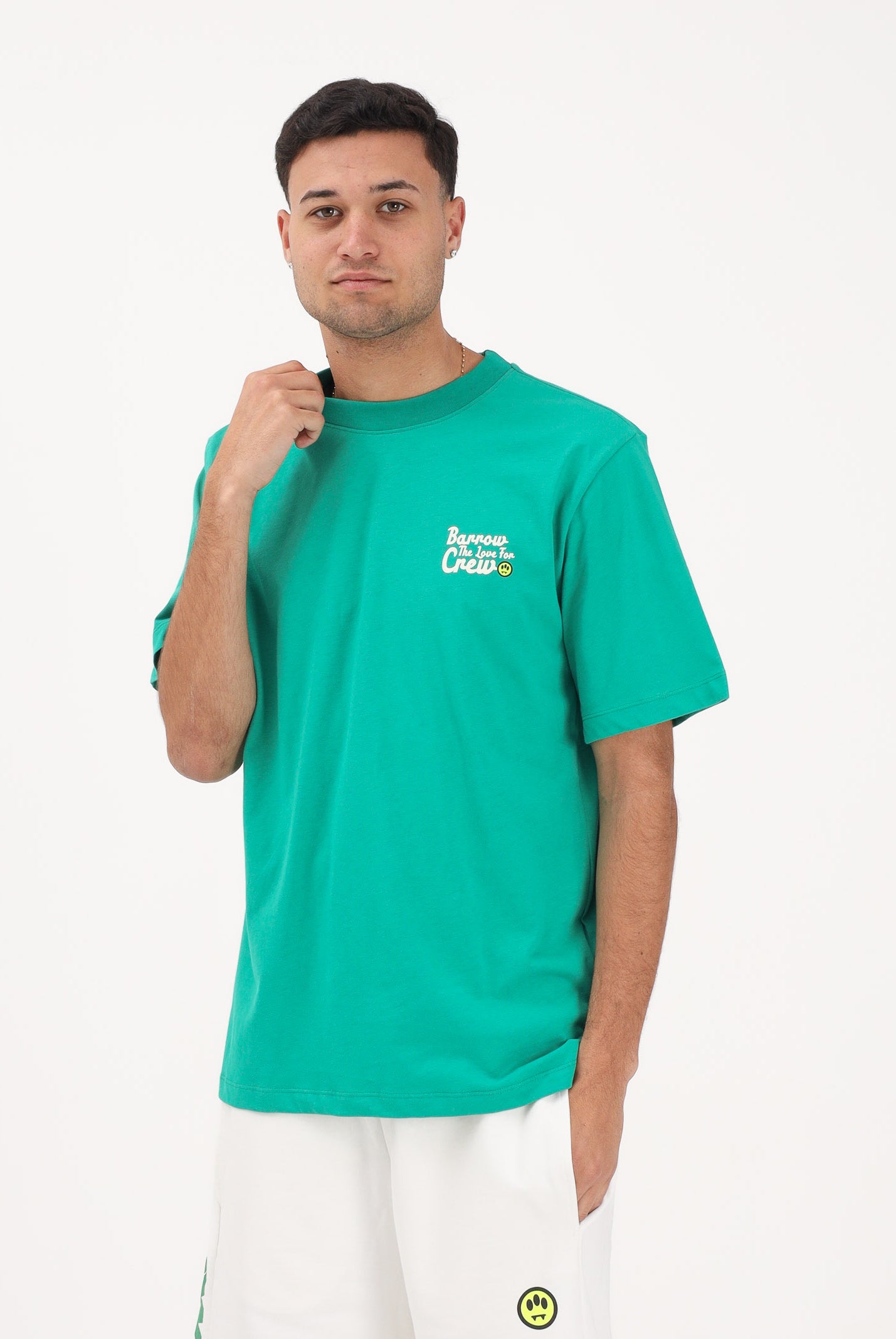 BARROW T-shirt a manica corta verde per uomo e donna con stampa sul retro S6BWUATH077 080 BARROW