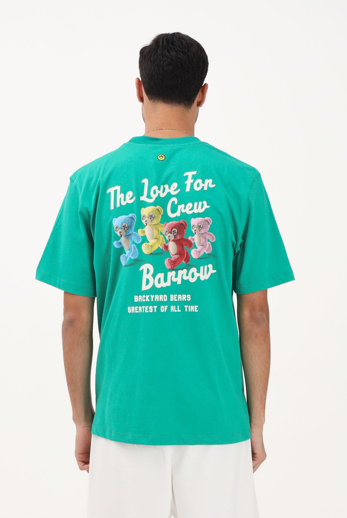 BARROW T-shirt a manica corta verde per uomo e donna con stampa sul retro S6BWUATH077 080 BARROW
