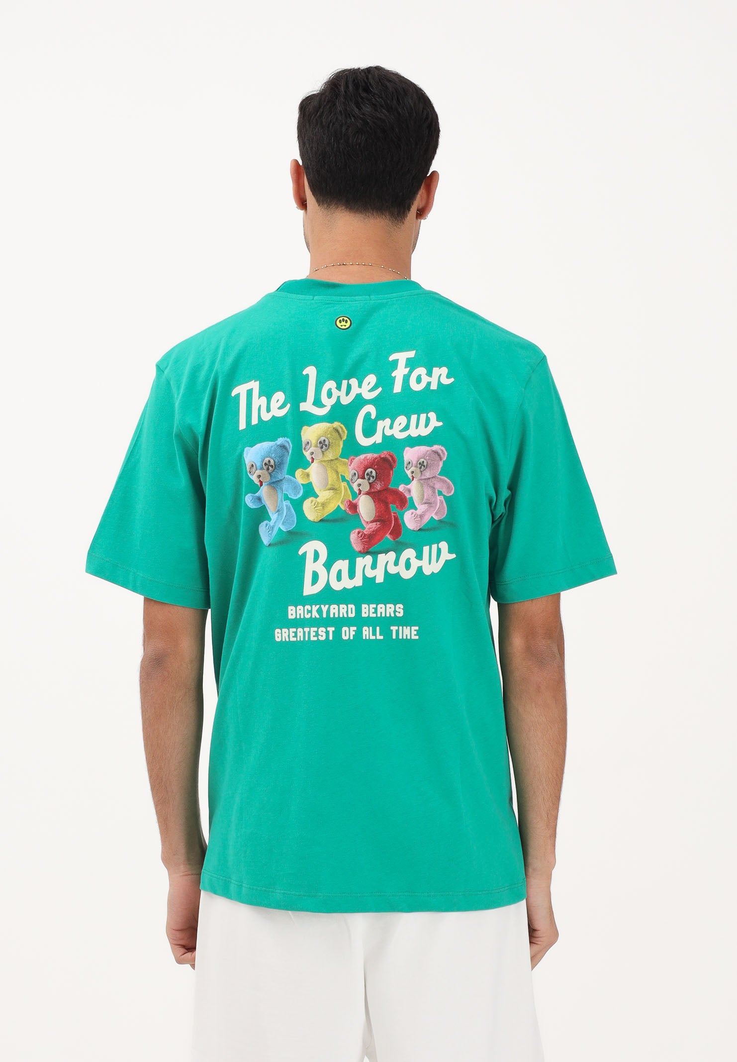 BARROW T-shirt a manica corta verde per uomo e donna con stampa sul retro S6BWUATH077 080 BARROW