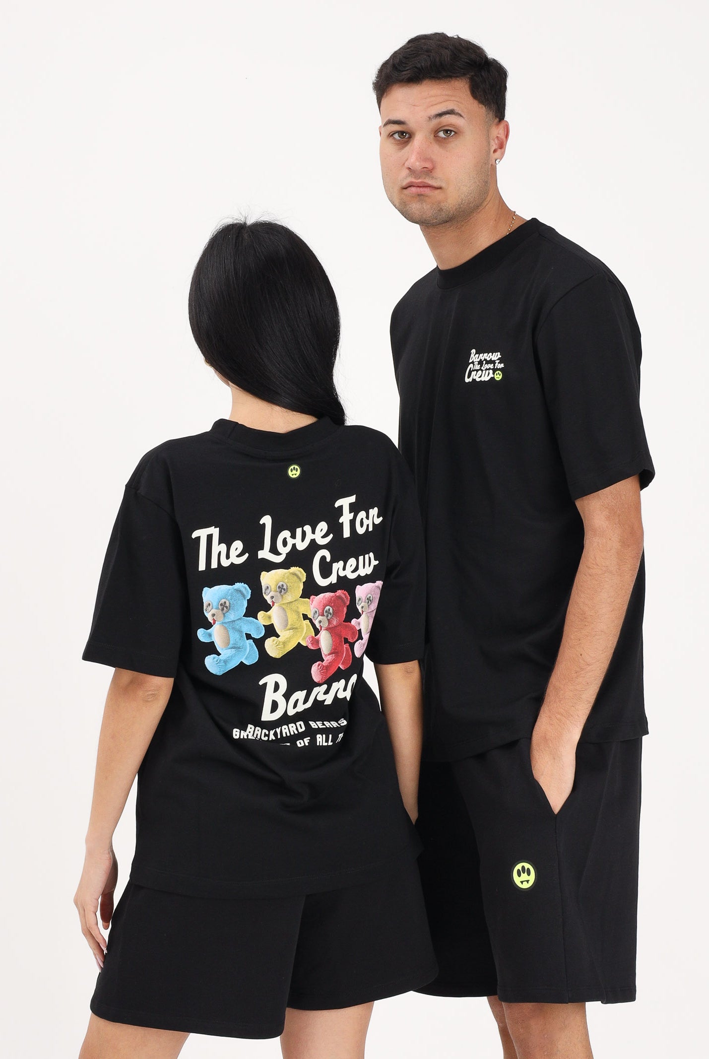 BARROW T-shirt a manica corta nera per uomo e donna con stampa sul retro S6BWUATH077 110 BARROW
