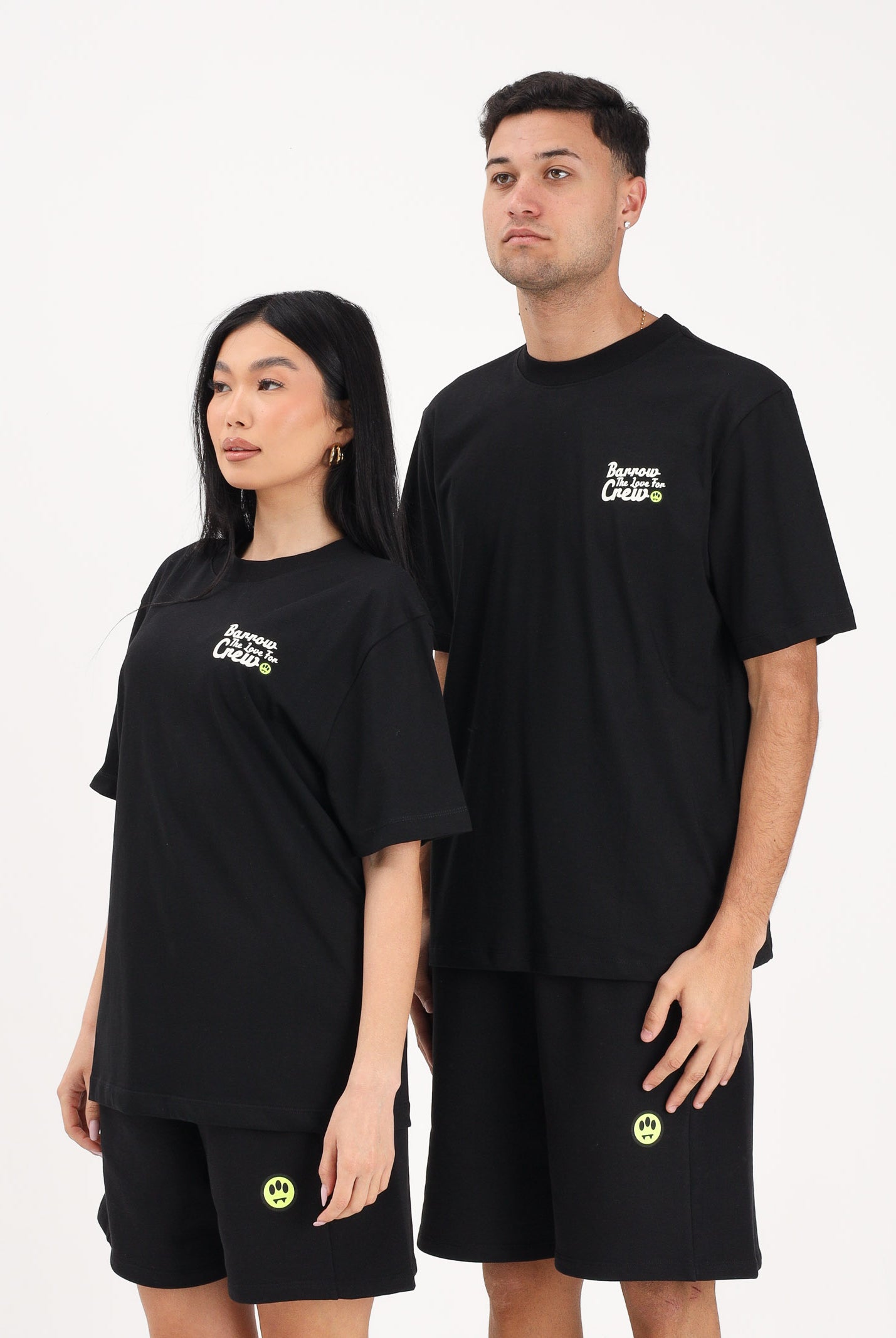 BARROW T-shirt a manica corta nera per uomo e donna con stampa sul retro S6BWUATH077 110 BARROW