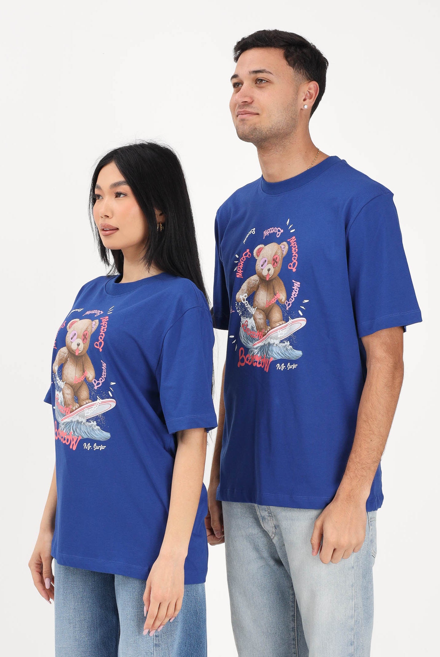 BARROW T-shirt a manica corta blu per uomo e donna con stampa S6BWUATH078 066 BARROW