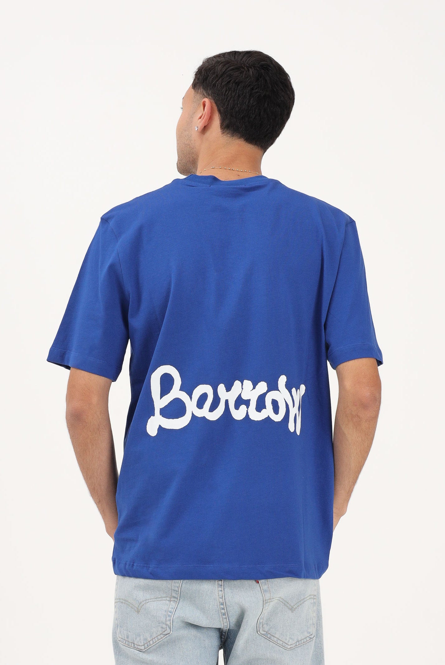 BARROW T-shirt a manica corta blu per uomo e donna con stampa S6BWUATH078 066 BARROW