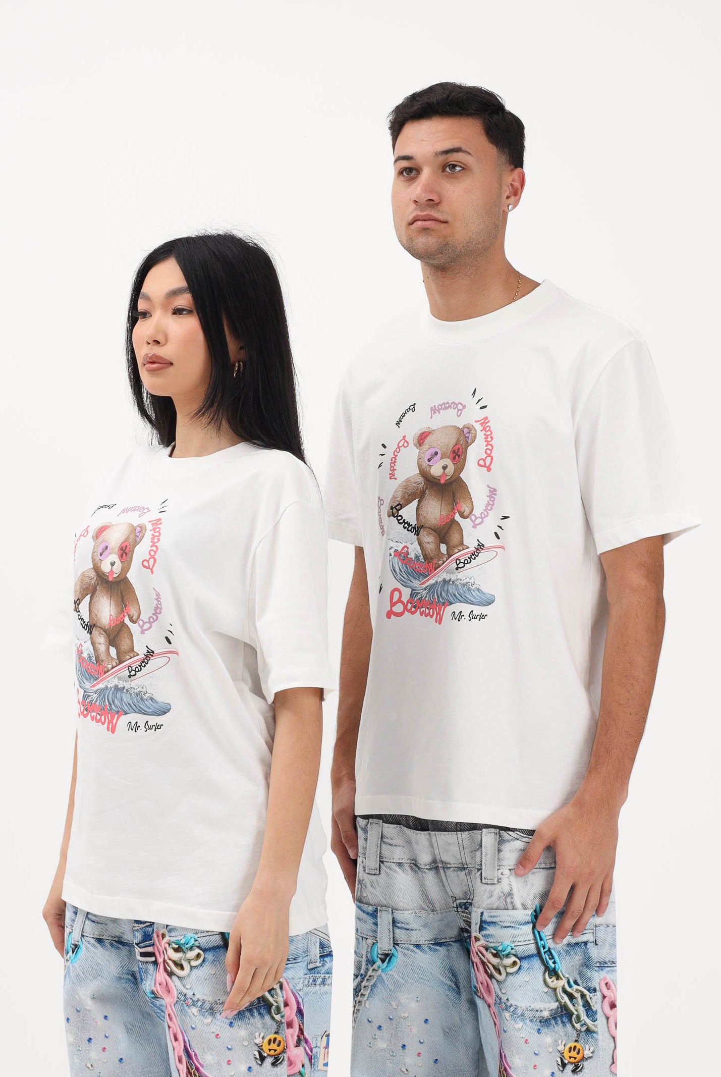 BARROW T-shirt a manica corta bianca per uomo e donna con stampa S6BWUATH078 412 BARROW