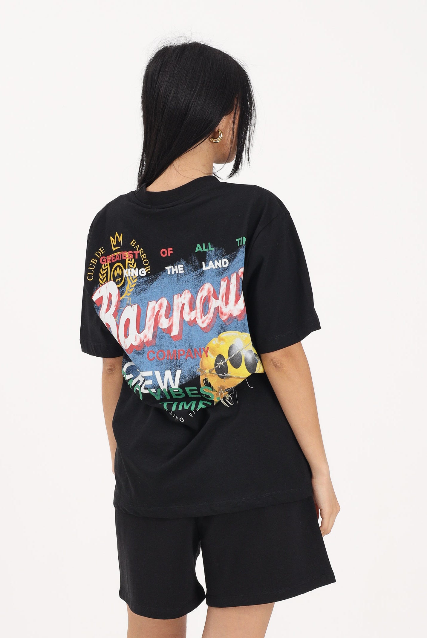 BARROW T-shirt a manica corta nera per uomo e donna con maxi stampa sul retro S6BWUATH086 110 BARROW