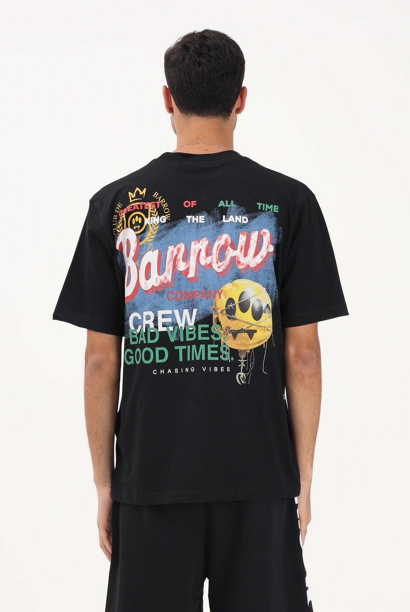 BARROW T-shirt a manica corta nera per uomo e donna con maxi stampa sul retro S6BWUATH086 110 BARROW