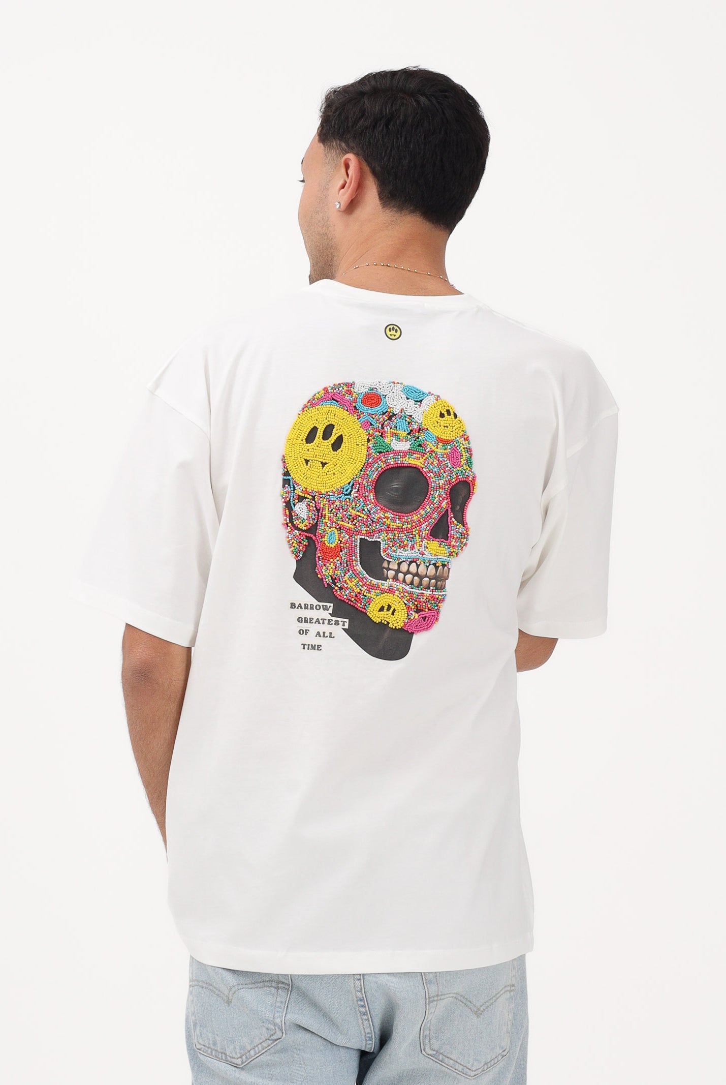 BARROW T-shirt a manica corta bianca per uomo e donna con ricamo sul retro S6BWUATH097 412 BARROW
