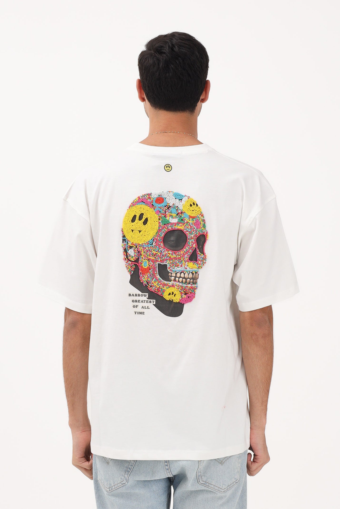 BARROW T-shirt a manica corta bianca per uomo e donna con ricamo sul retro S6BWUATH097 412 BARROW