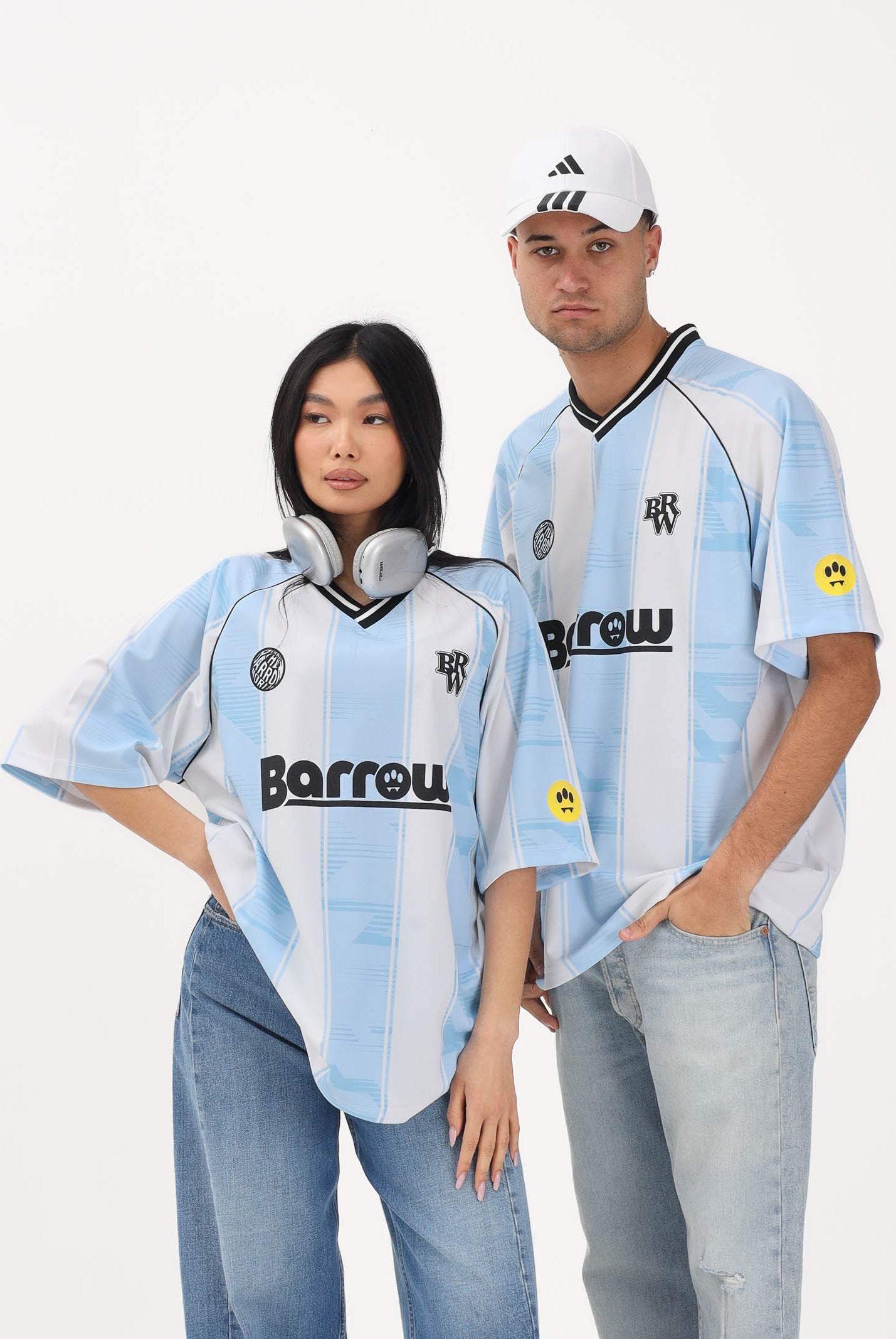 BARROW T-shirt a manica corta bianca e azzurra per uomo e donna ispirata al mondo sportswear S6BWWOTH074 41201 BARROW